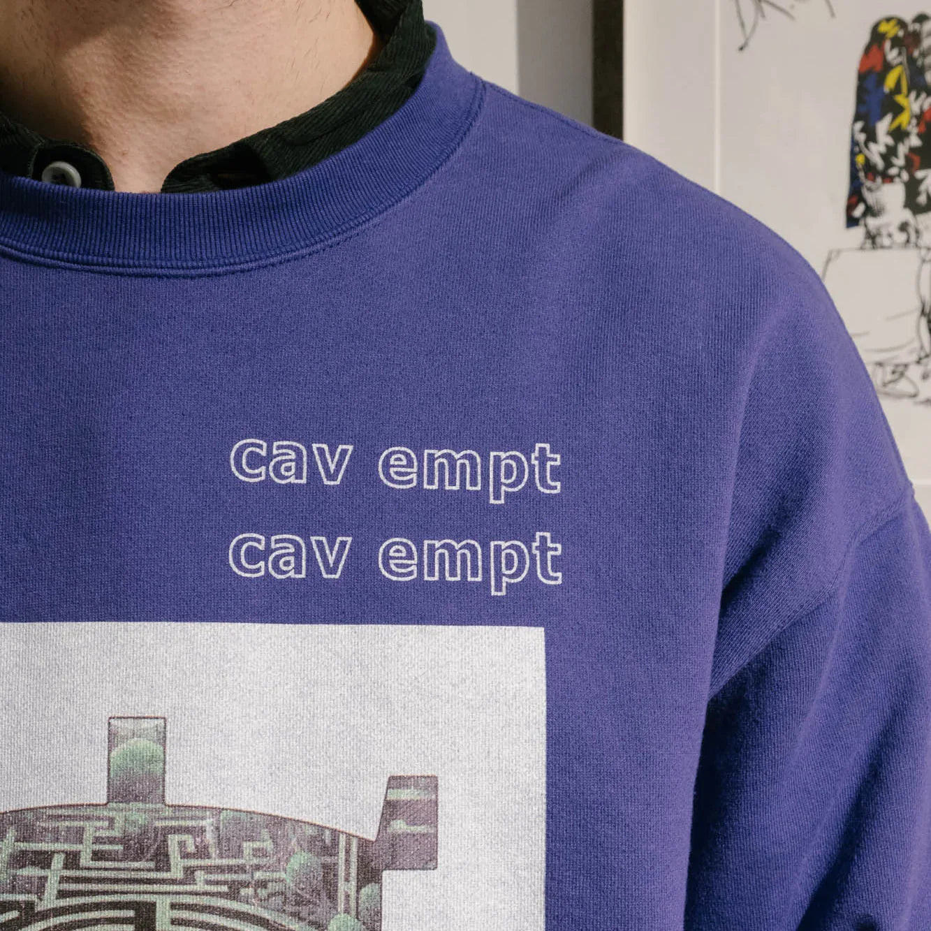 Cav Empt SCMCTY Loose Crew Neck Sweater - Purple - Never Never