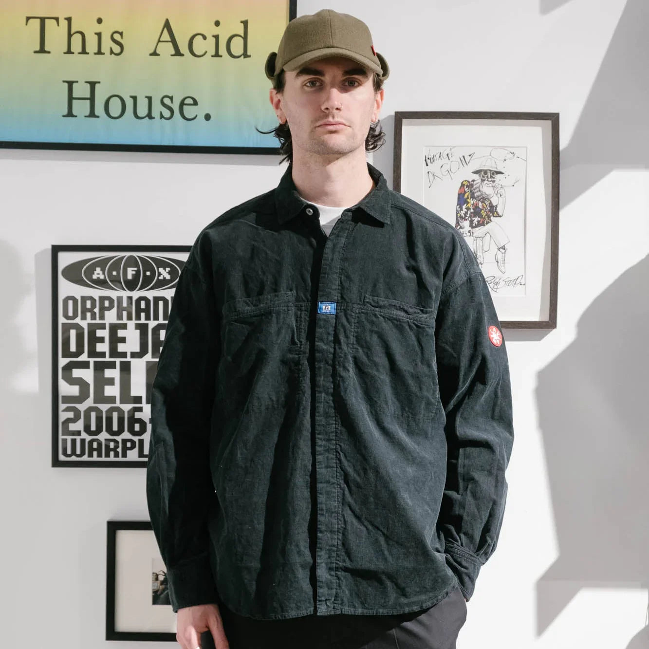 Cav Empt Overdye Cord Design Big Shirt - Charcoal