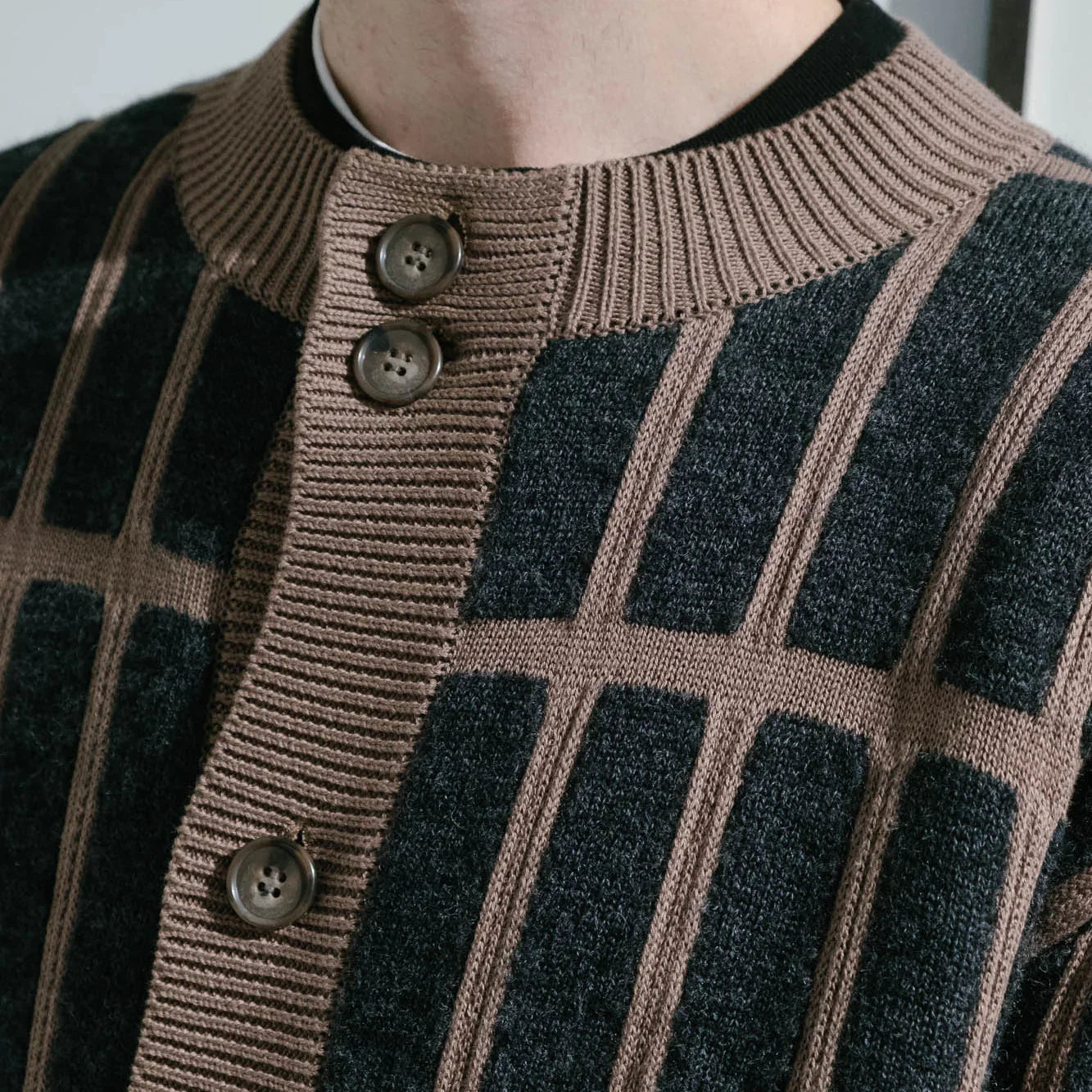 Cav Empt Rectangular Bar Knit Cardigan - Brown