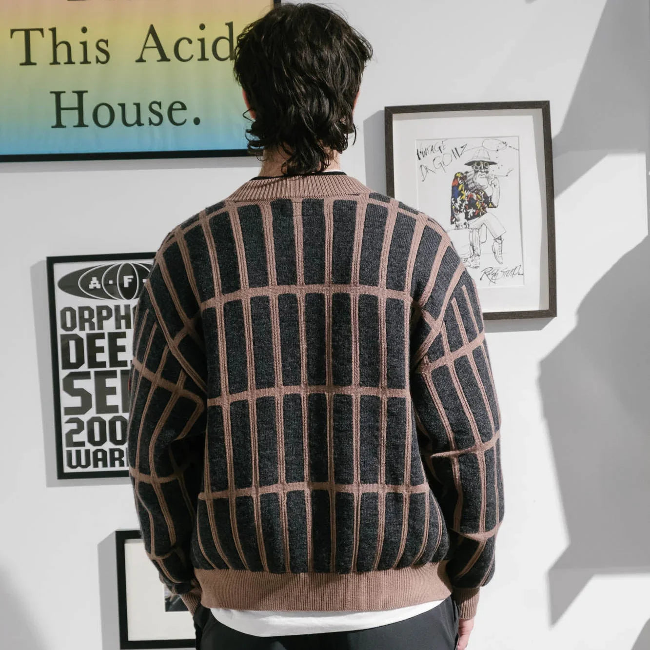 Cav Empt Rectangular Bar Knit Cardigan - Brown