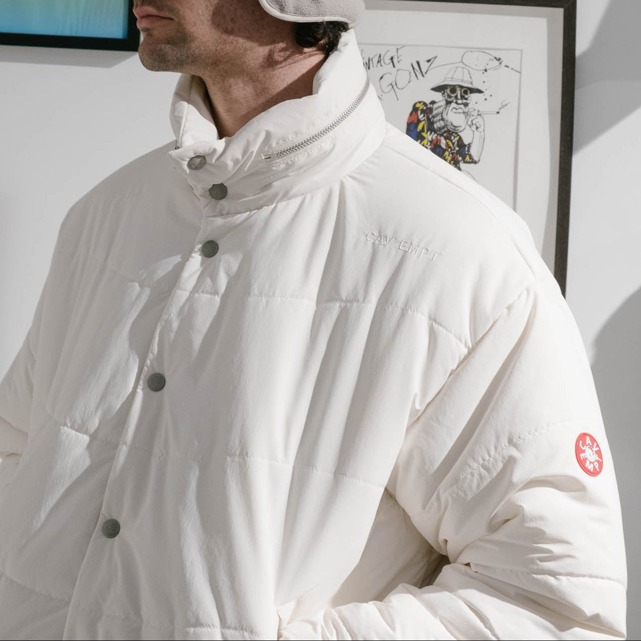 Cav Empt Wave Stitch Puff Jacket - White
