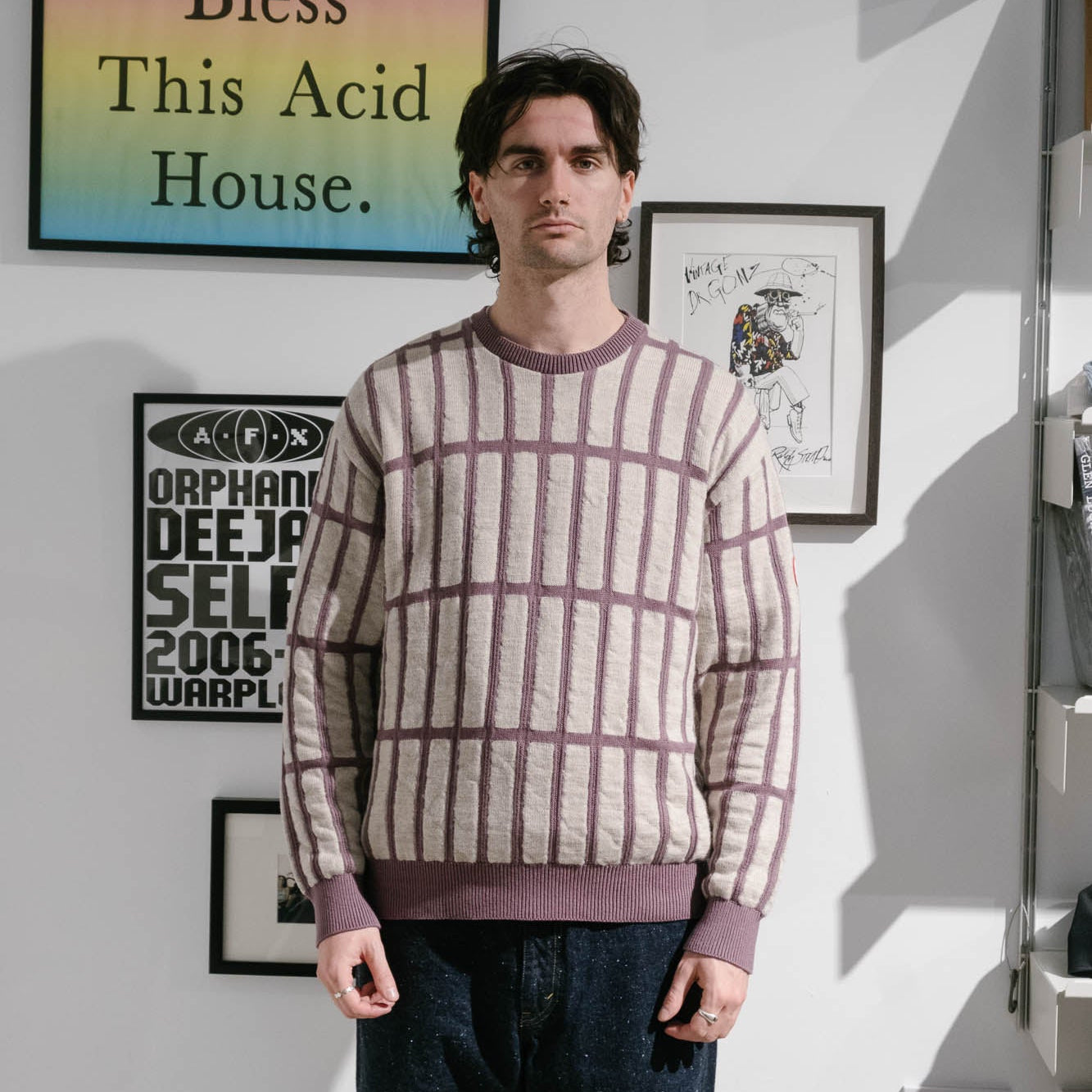 Cav Empt Rectangular Bar Knit Sweater - Purple