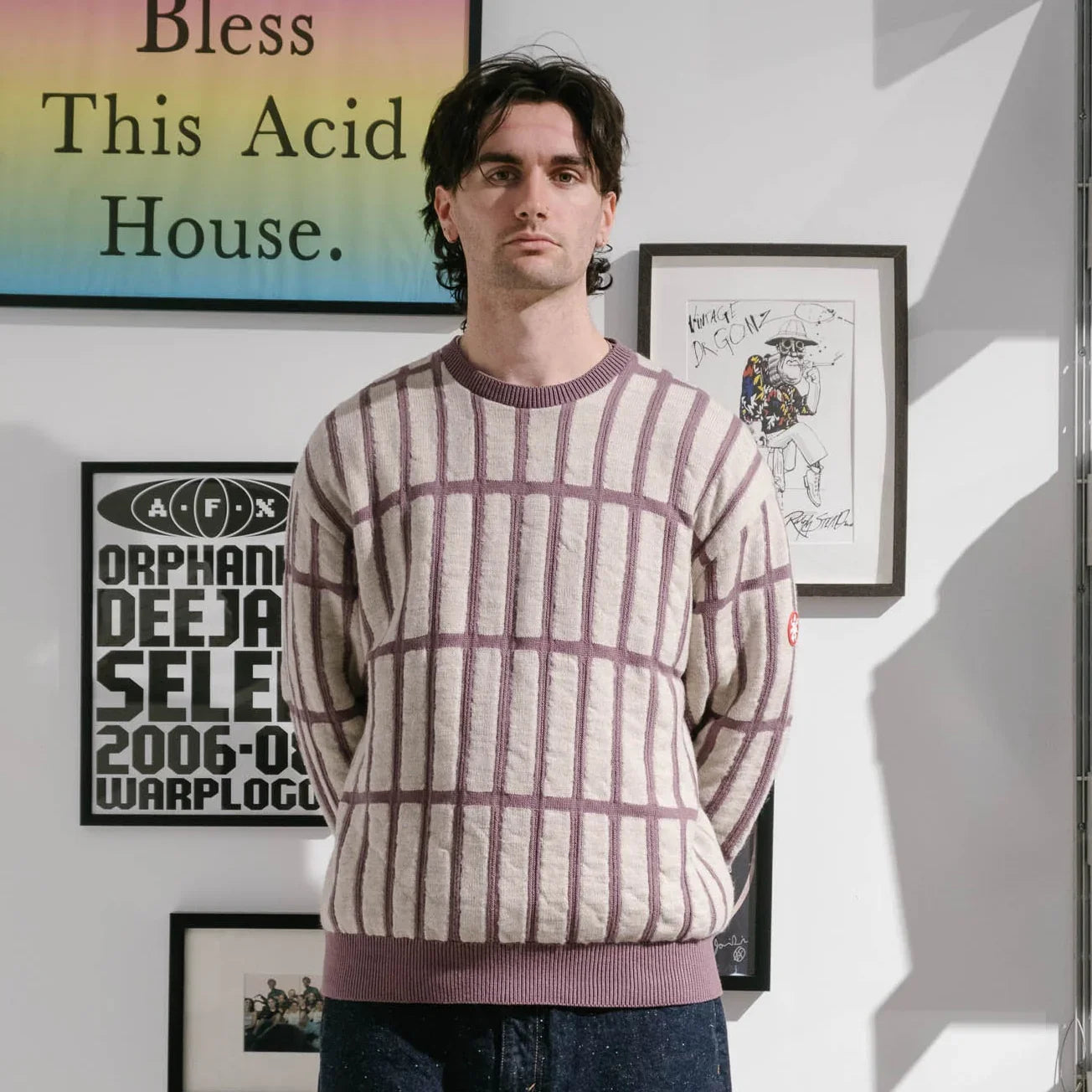 Cav Empt Rectangular Bar Knit Sweater - Purple