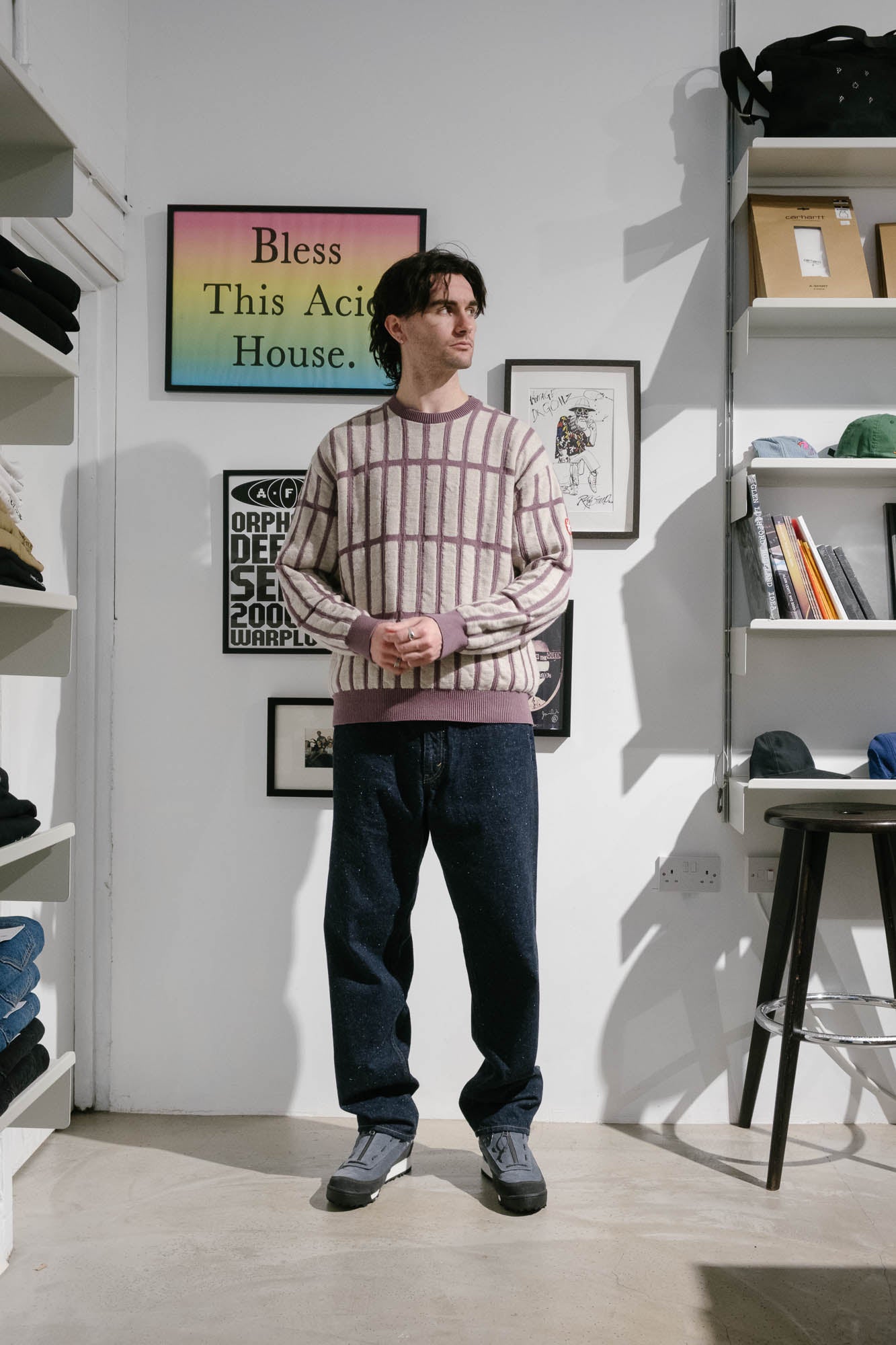 Cav Empt Rectangular Bar Knit Sweater - Purple