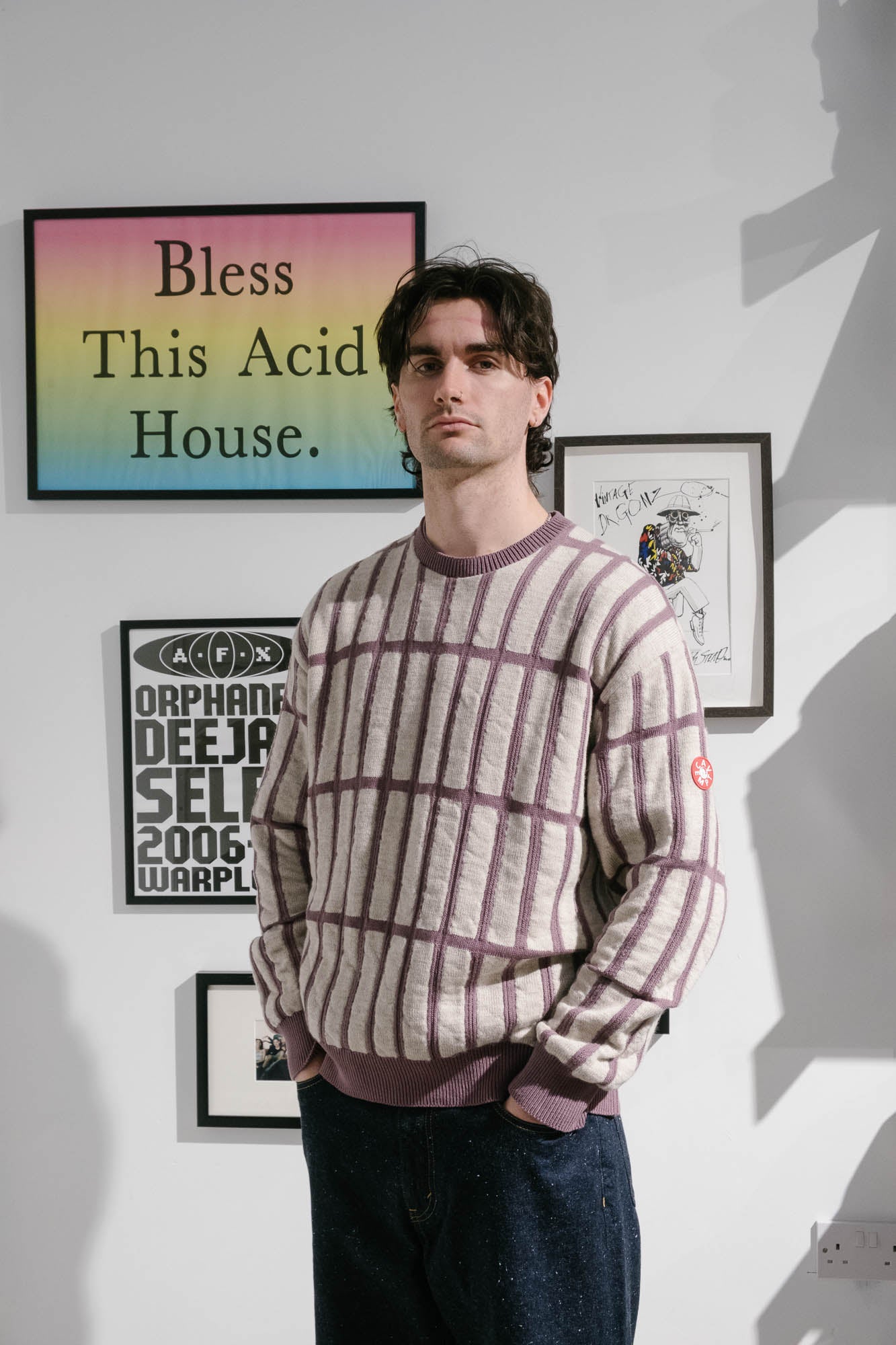 Cav Empt Rectangular Bar Knit Sweater - Purple