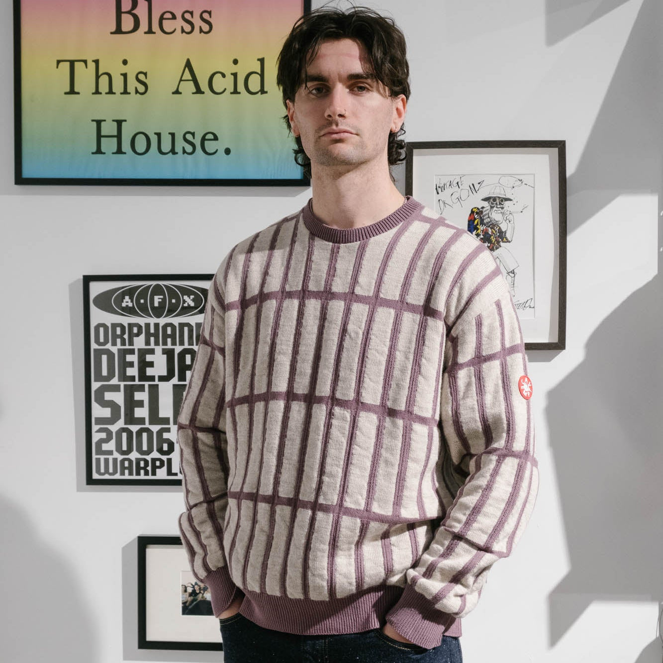 Cav Empt Rectangular Bar Knit Sweater - Purple