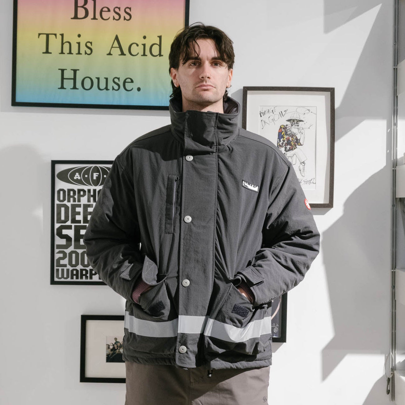 Cav Empt Reflect Tape Watch Jacket - Charcoal