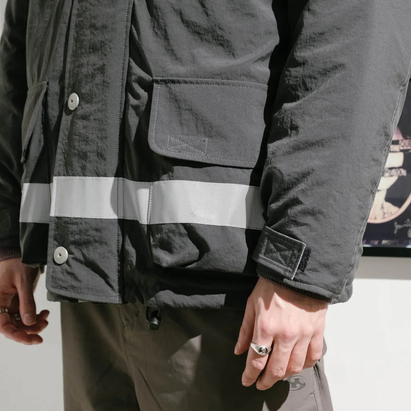 Cav Empt Reflect Tape Watch Jacket - Charcoal