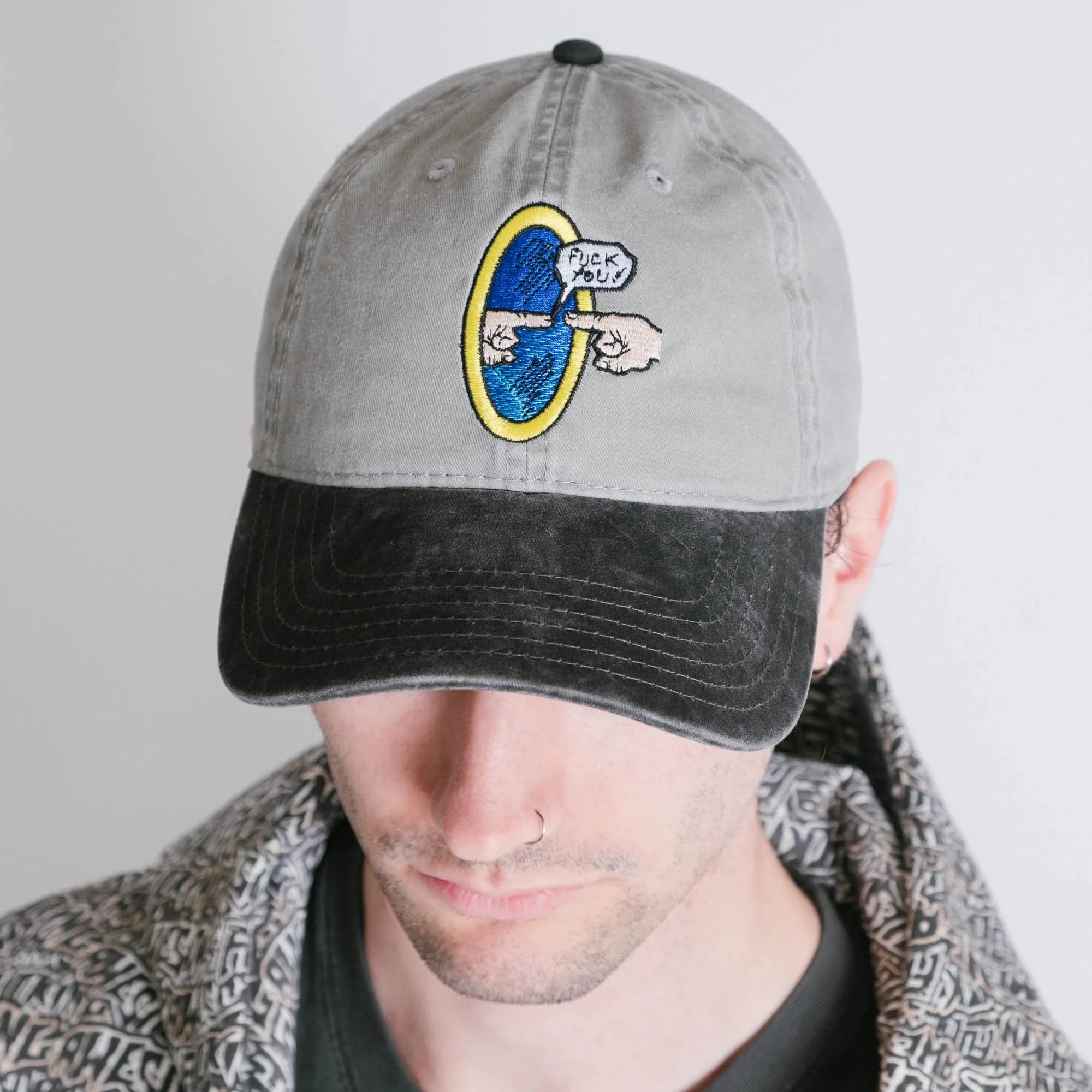 Fucking Awesome Fuck You Embroidered 6 Panel Cap - Grey