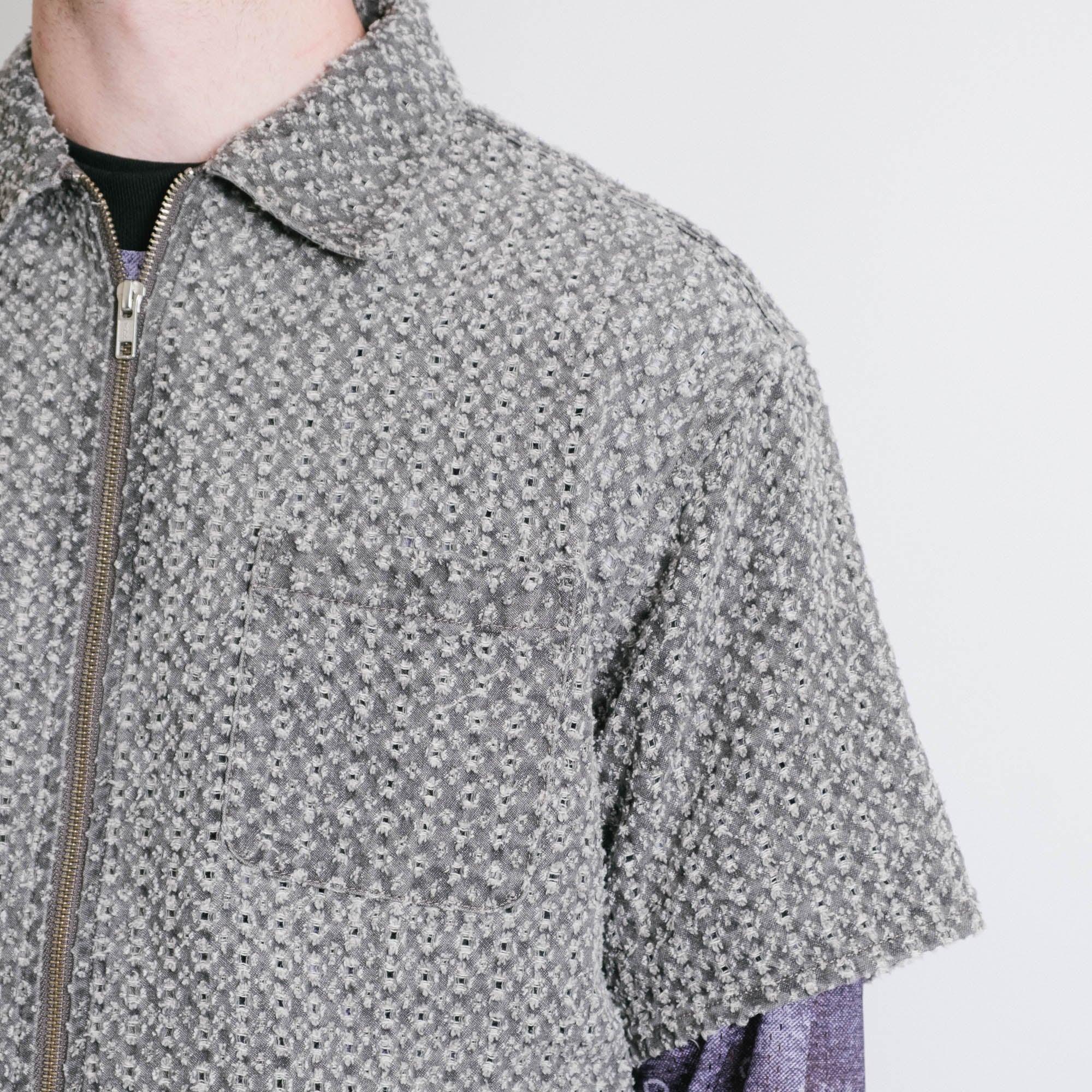 thisisneverthat Damaged Denim Zip SS Shirt - Grey