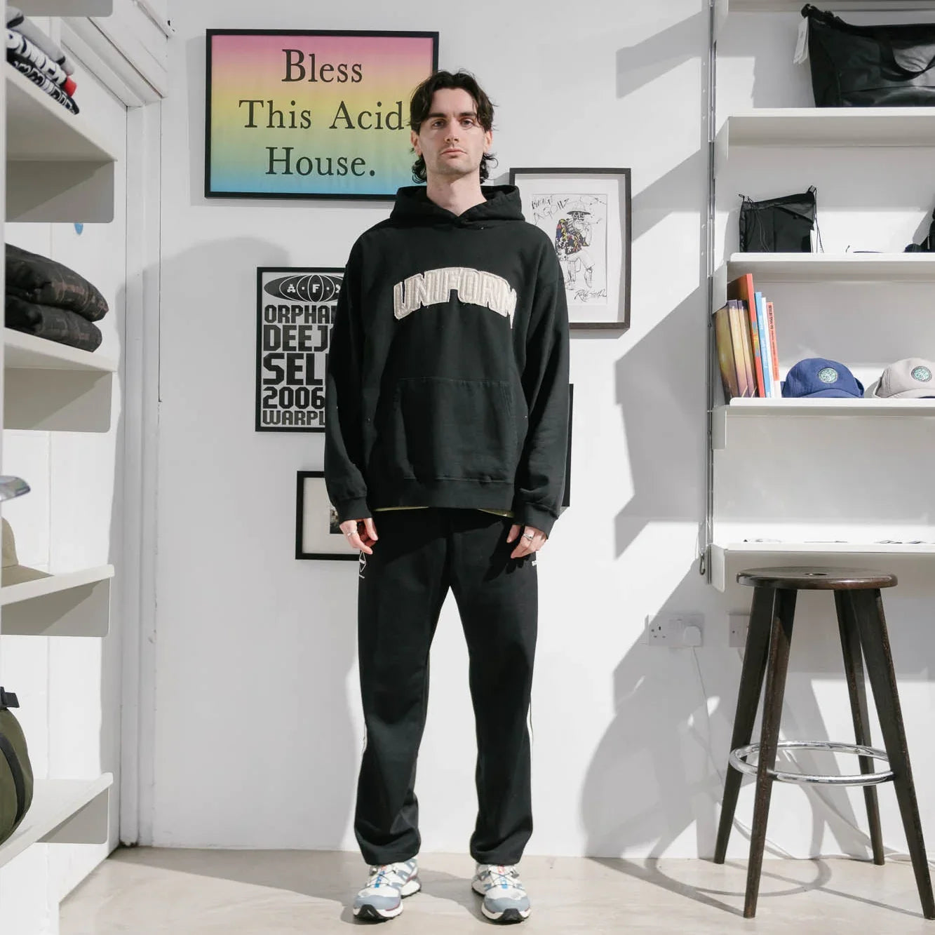 Uniform Experiment Cut Out Logo Sweat Hoodie - Black - Never Never