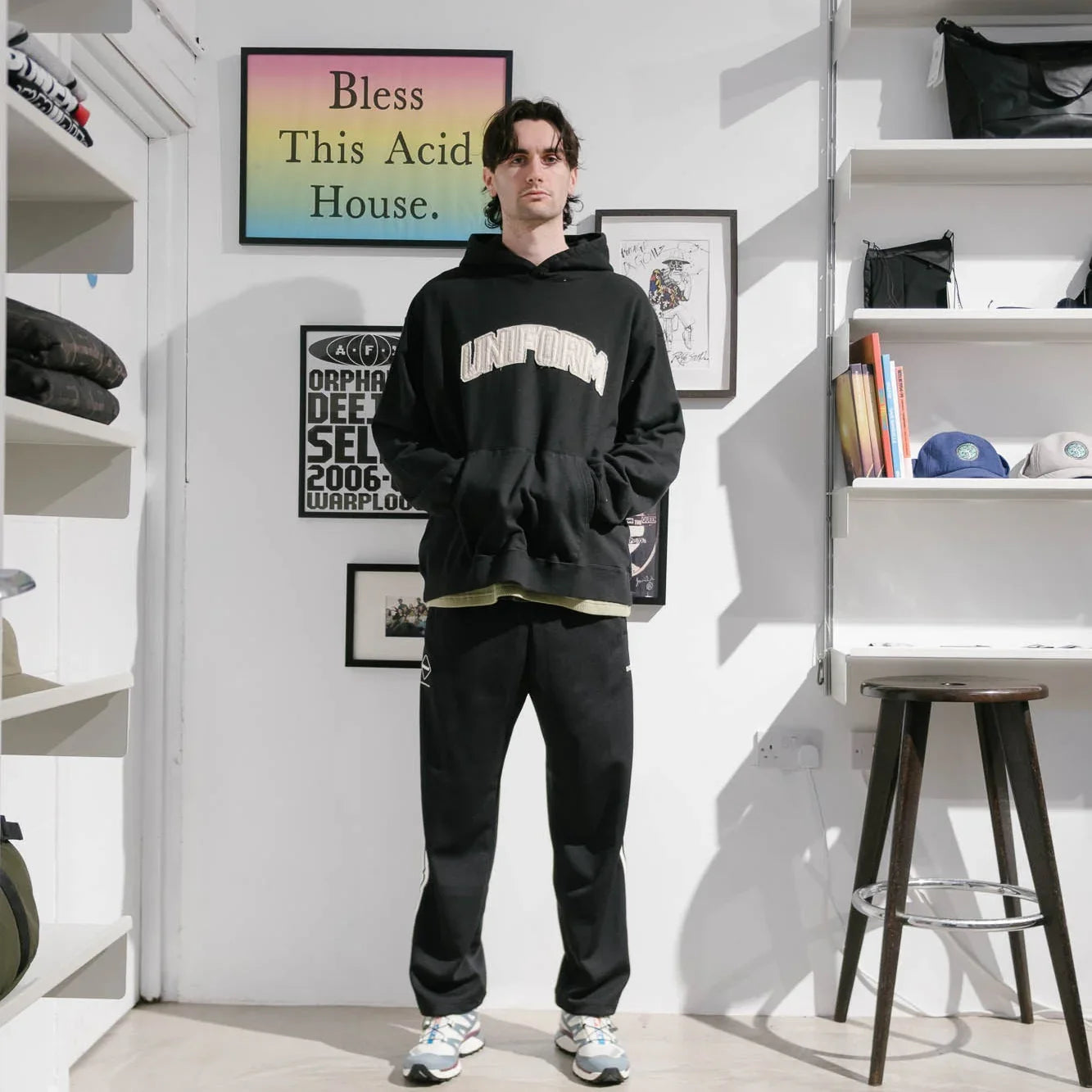 Uniform Experiment Cut Out Logo Sweat Hoodie - Black - Never Never