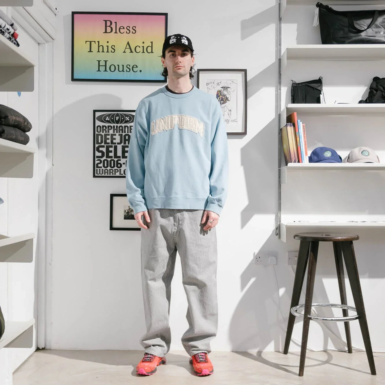 Uniform Experiment Cut Out Logo Sweatshirt - Light Blue - Never Never