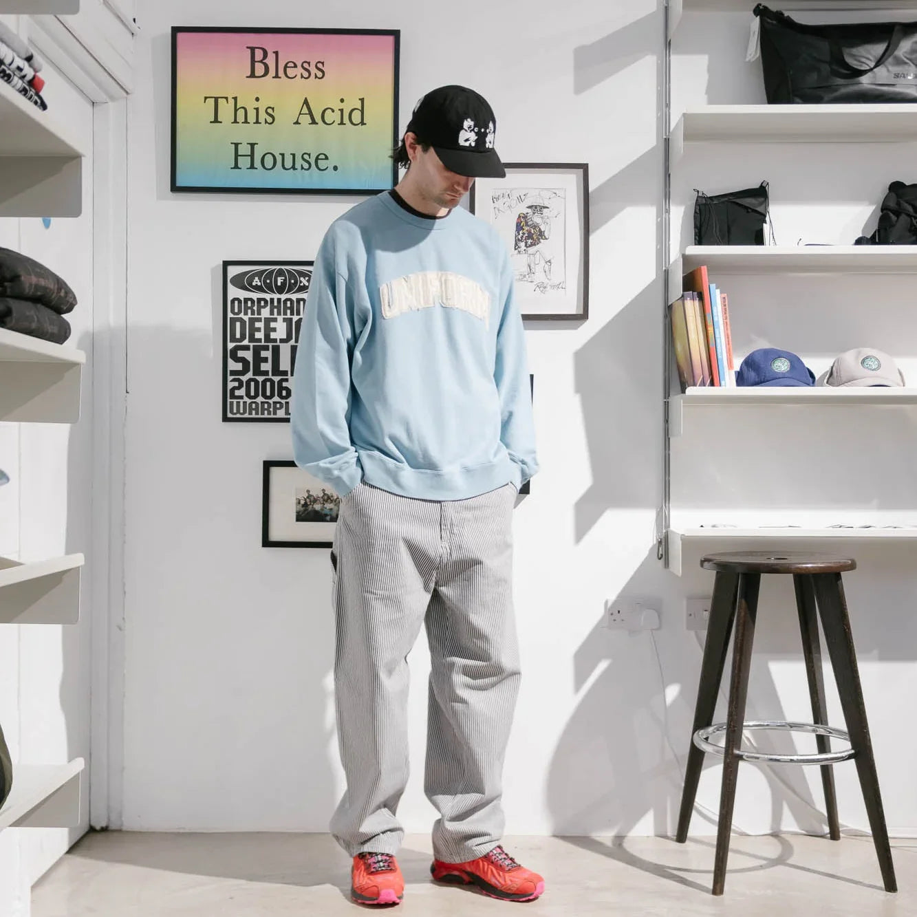 Uniform Experiment Cut Out Logo Sweatshirt - Light Blue - Never Never