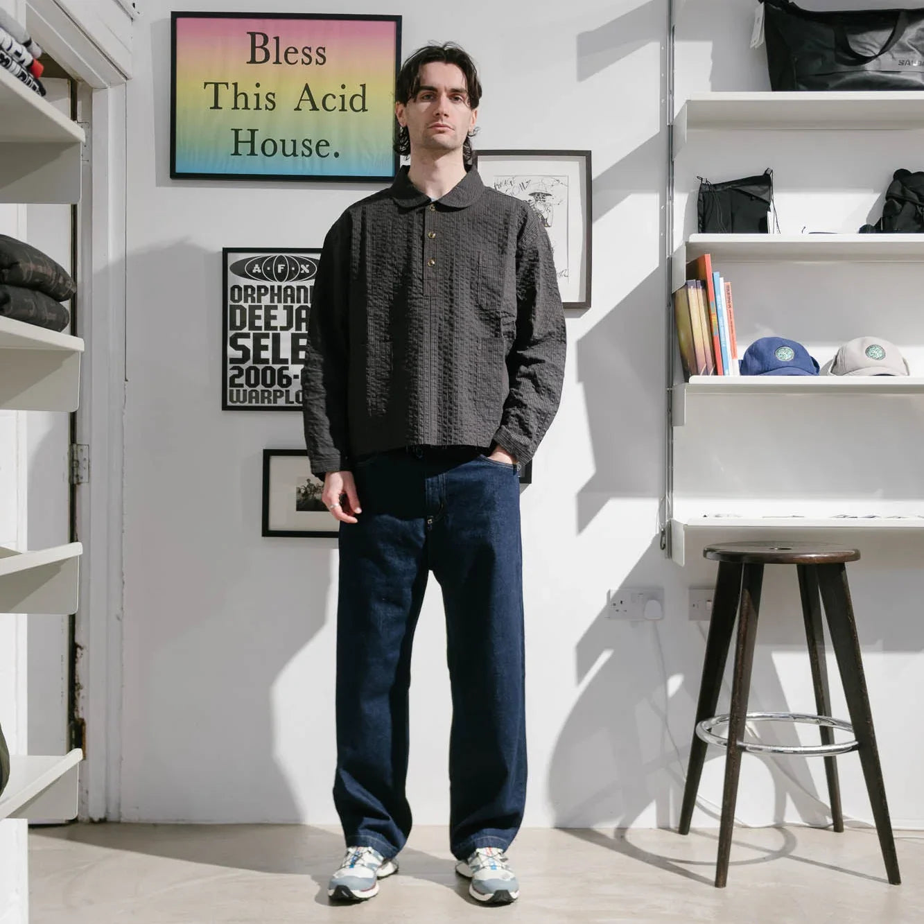 Brain Dead Gingham Mock Neck Shirt - Black - Never Never