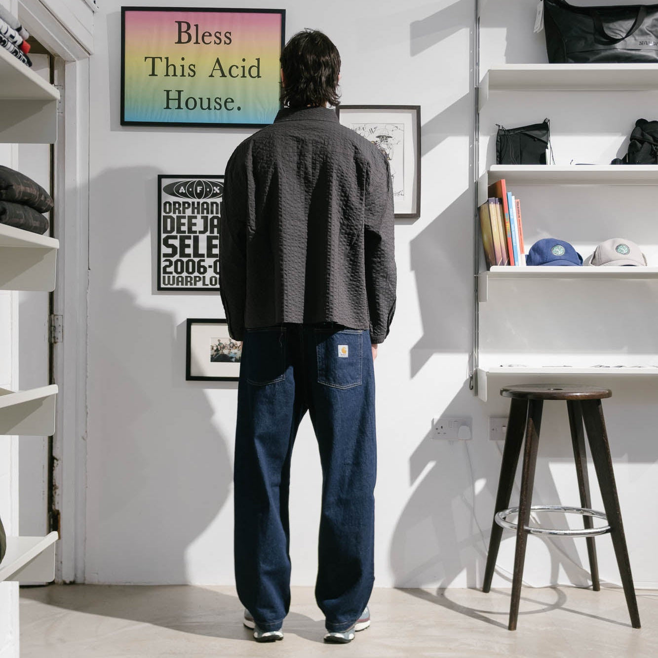 Brain Dead Gingham Mock Neck Shirt - Black