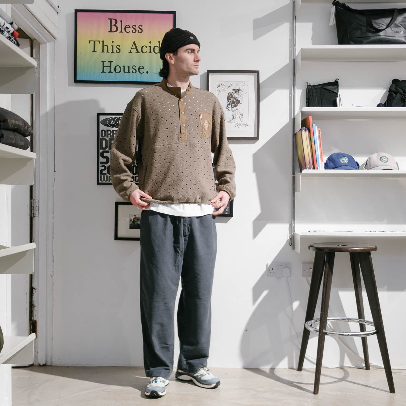 Brain Dead Hole Mock Neck Pullover - Brown