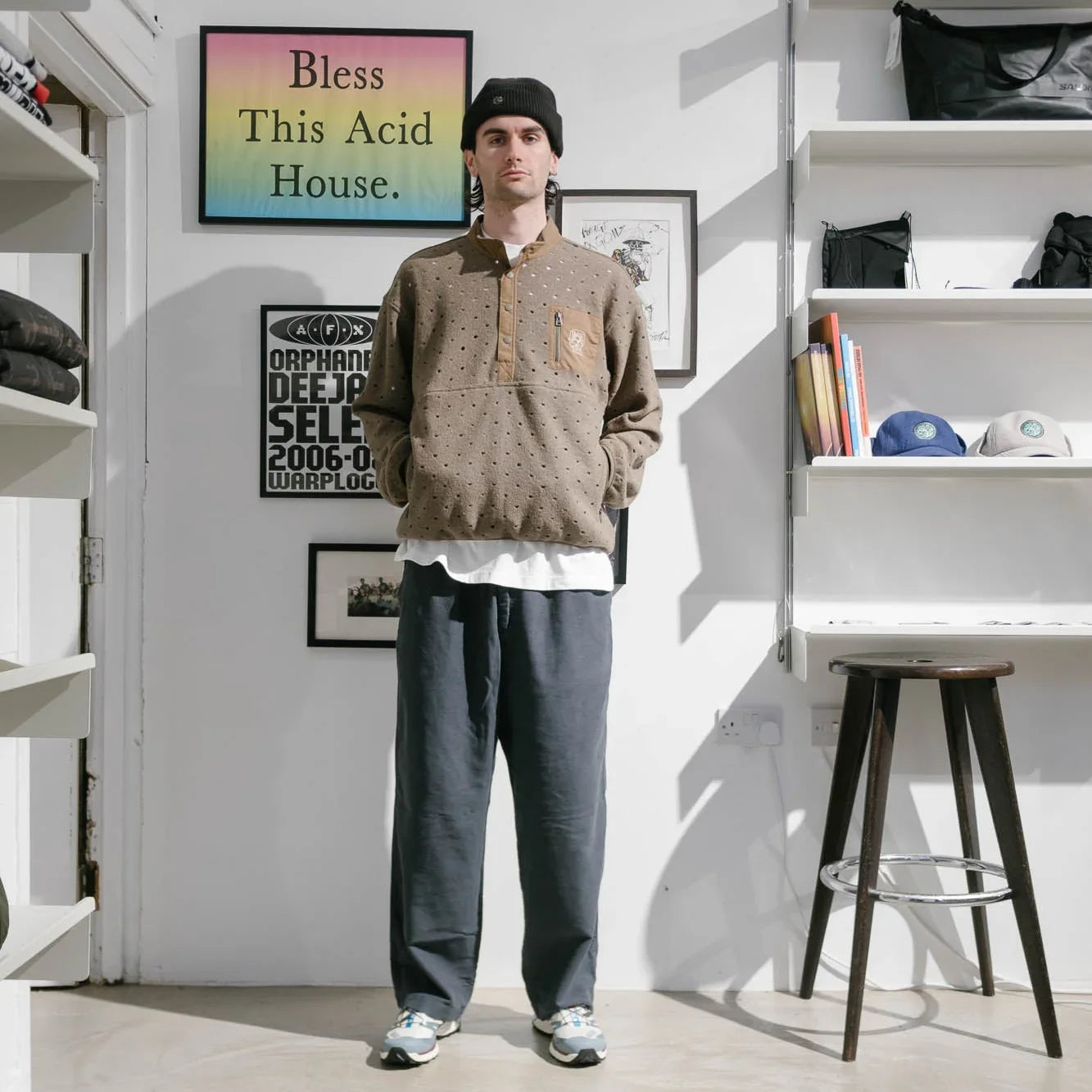 Brain Dead Hole Mock Neck Pullover - Brown - Never Never