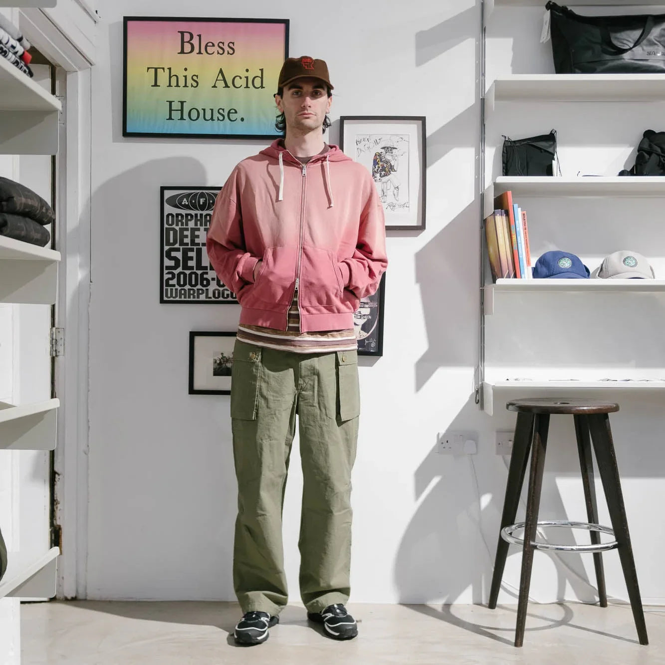 Brain Dead Padded Elbow Zip Up Hoodie - Brick - Never Never