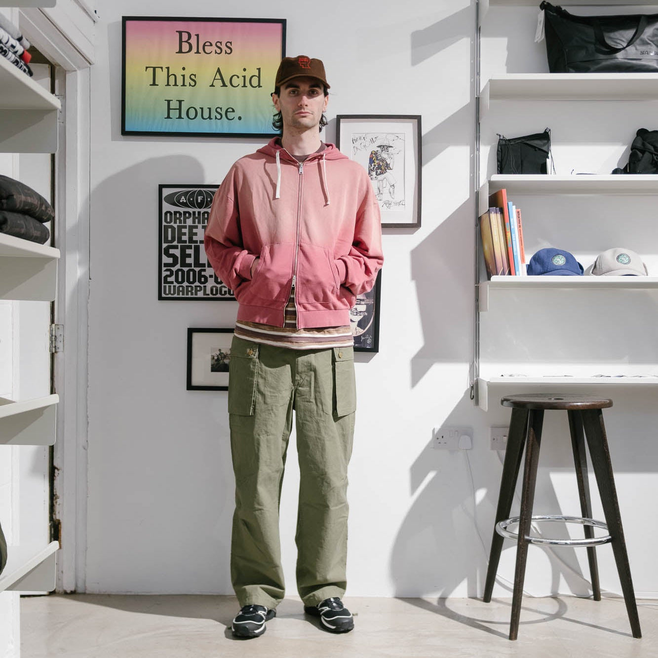 Brain Dead Padded Elbow Zip Up Hoodie - Brick