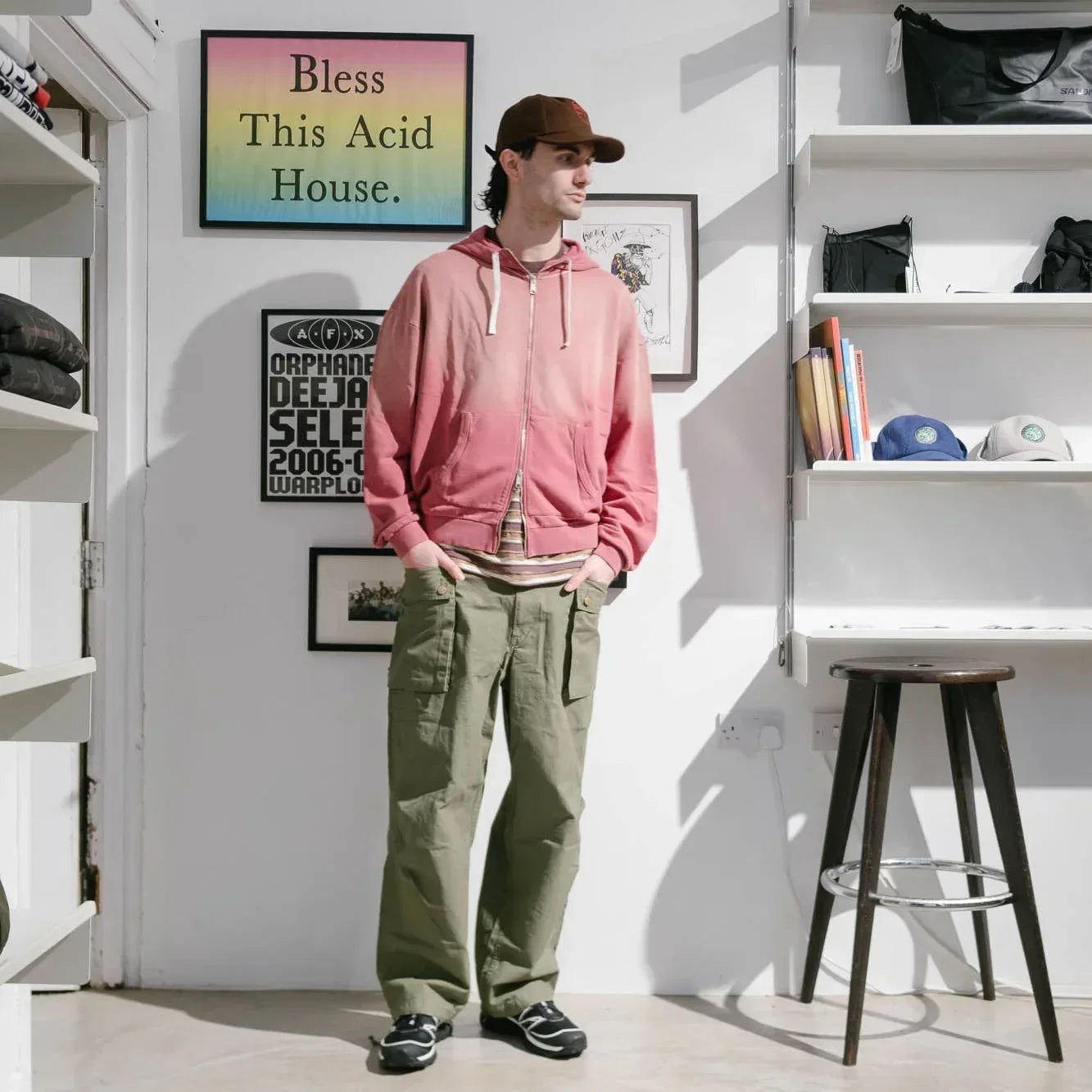 Brain Dead Padded Elbow Zip Up Hoodie - Brick - Never Never