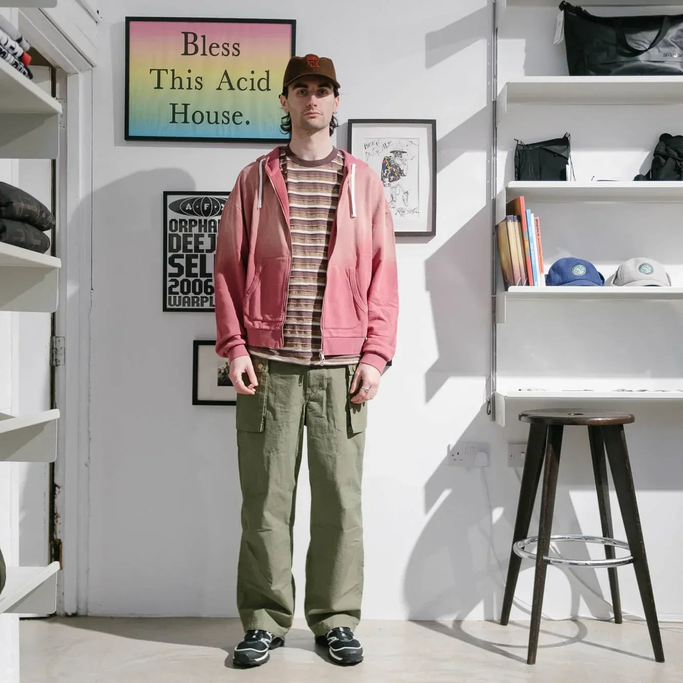 Brain Dead Padded Elbow Zip Up Hoodie - Brick - Never Never