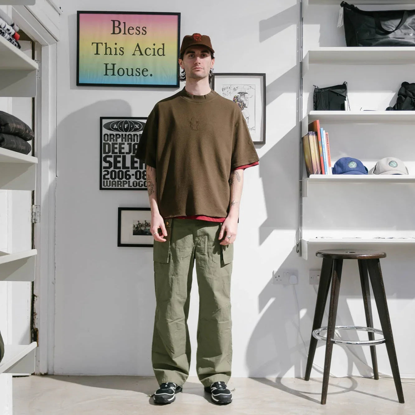 Brain Dead Boxy Pique Mock Neck T-Shirt - Brown - Never Never