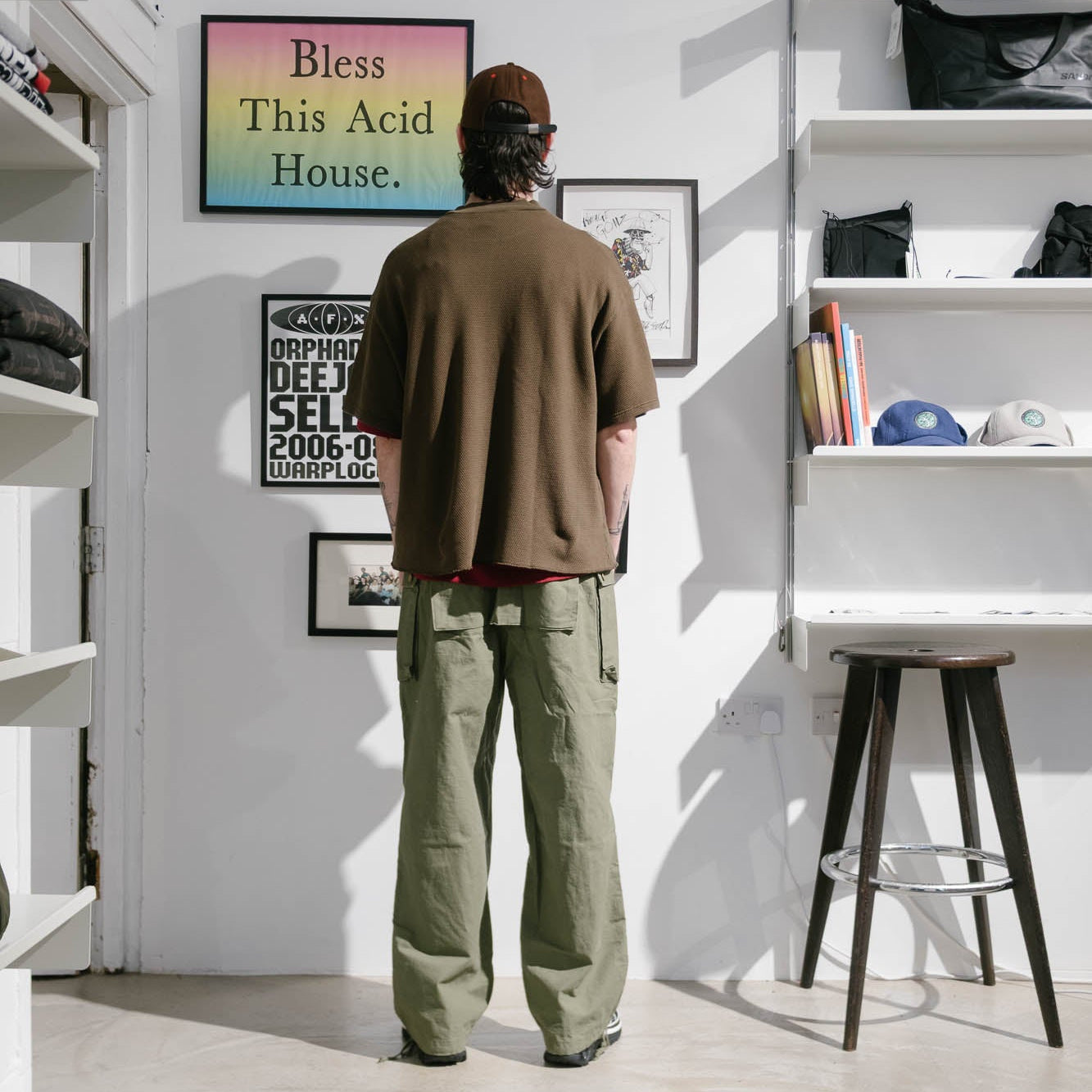 Brain Dead Boxy Pique Mock Neck T-Shirt - Brown