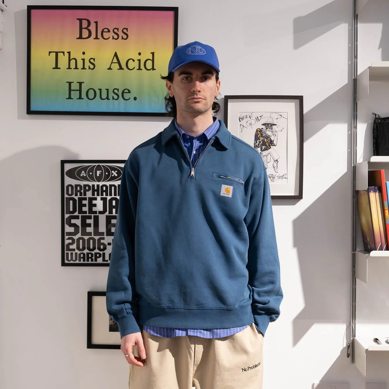 Carhartt WIP Half Zip Detroit Sweatshirt - Blue River Stonewashed - Never Never