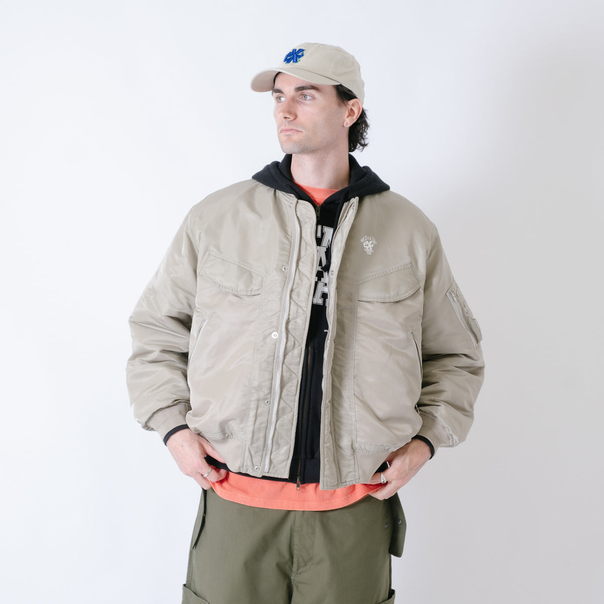 ECSTATIC Research Bomber Jacket - Beige