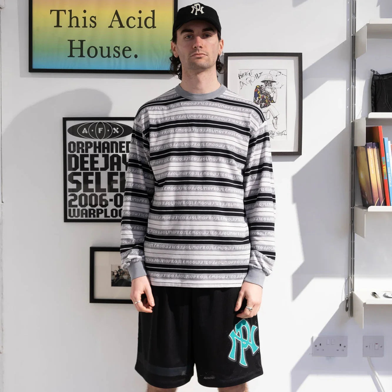 No Problemo Jacquard Stripe LS Tee - Black - Never Never