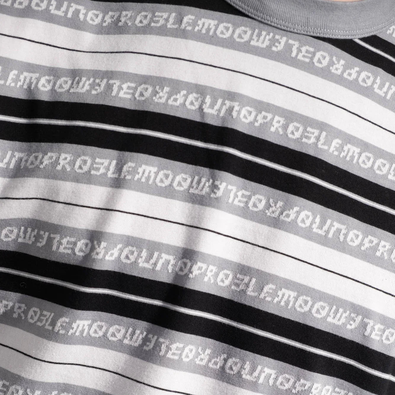 No Problemo Jacquard Stripe LS Tee - Black - Never Never