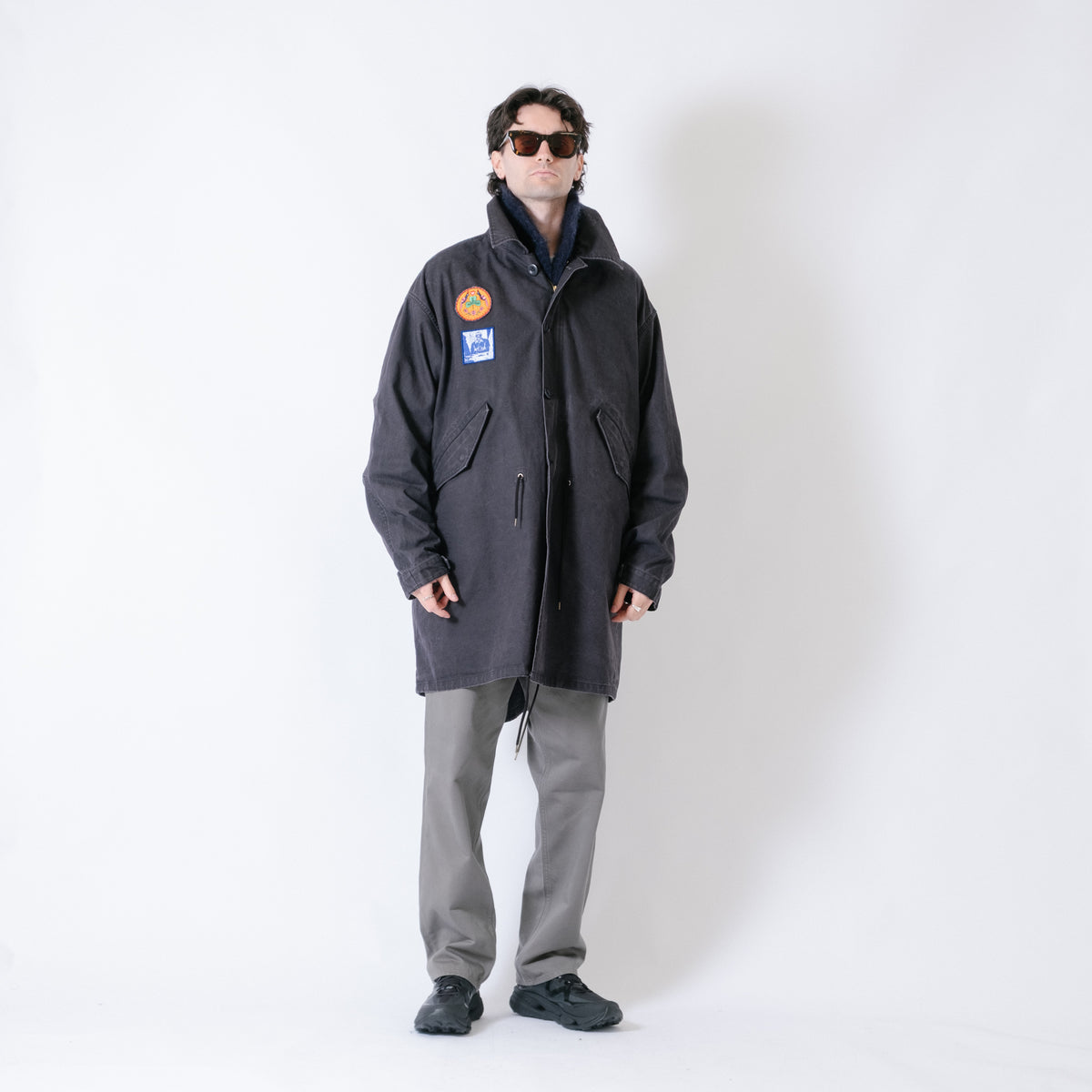 ECSTATIC Research Fishtail Trench Coat - Black