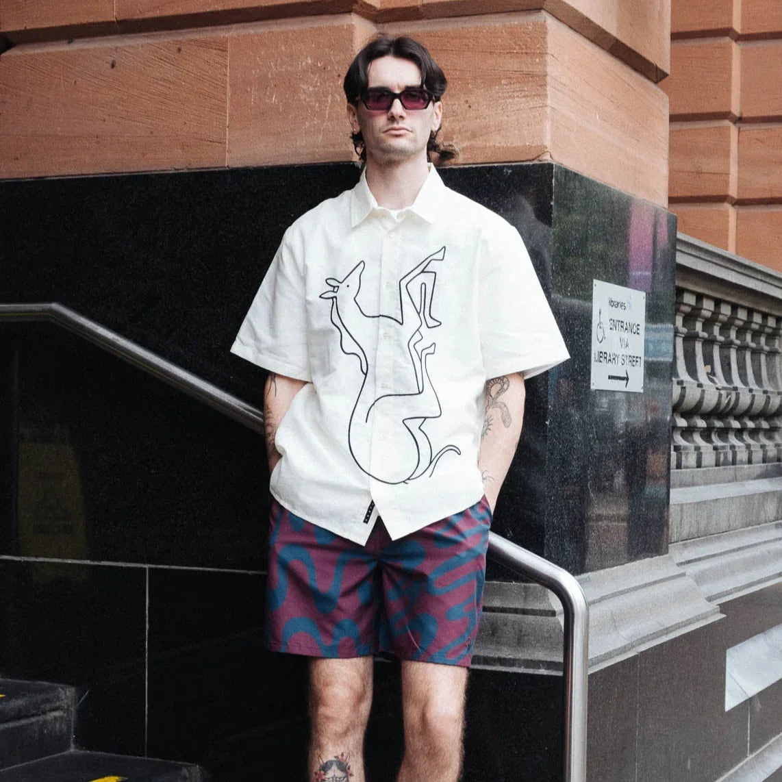 By Parra Vertical Horse Short Sleeve Shirt - Off White