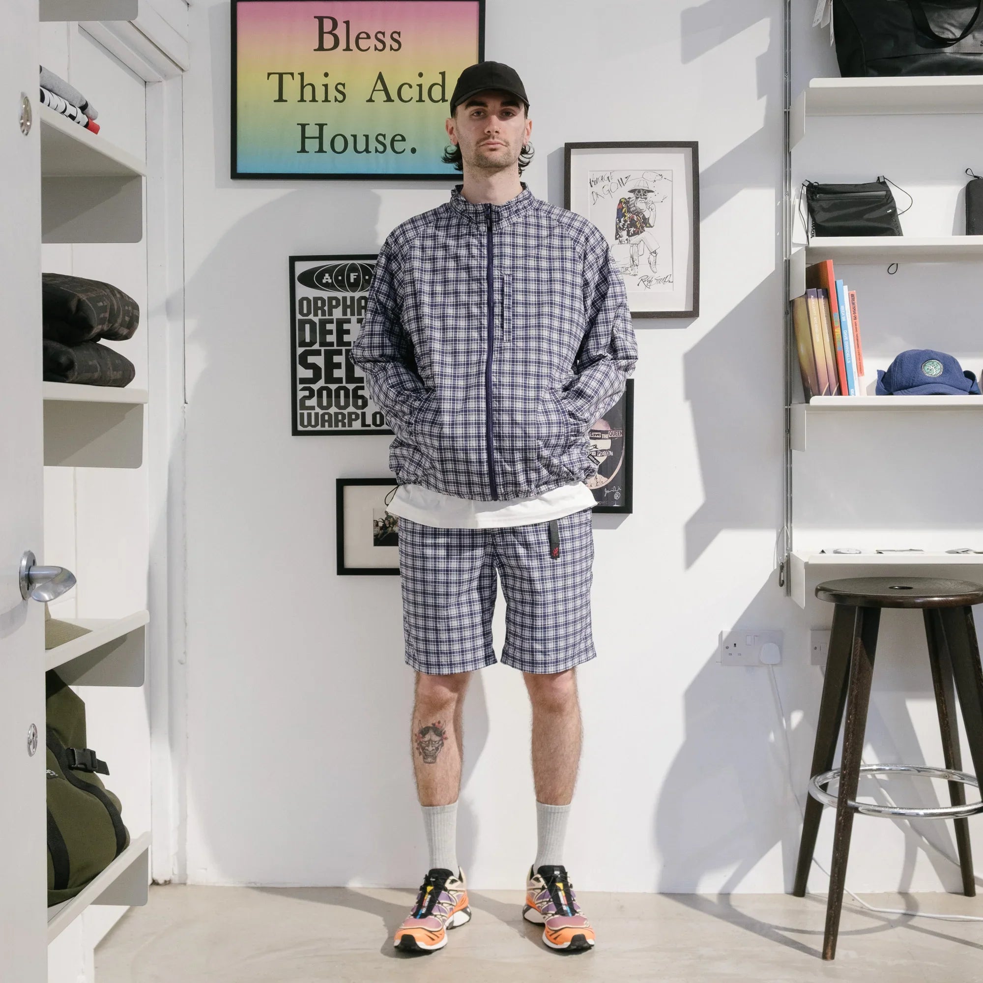 Gramicci Checkered Shell Jacket - Navy Check - Never Never