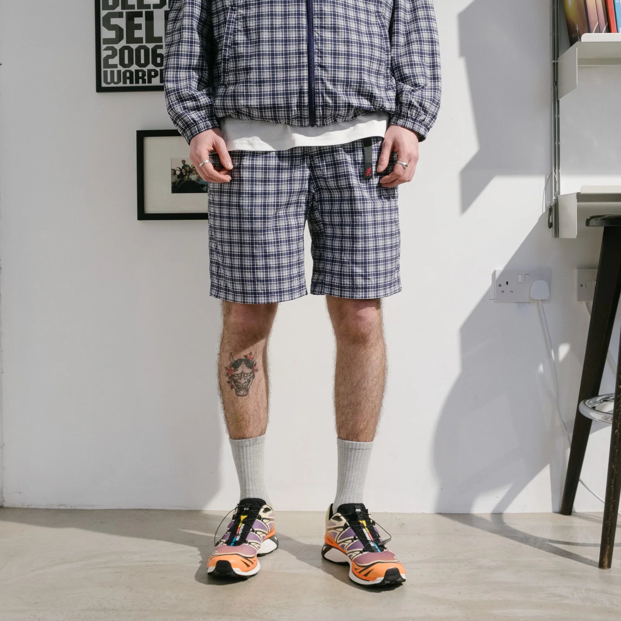 Gramicci Checkered Shell Short - Navy Check - Never Never