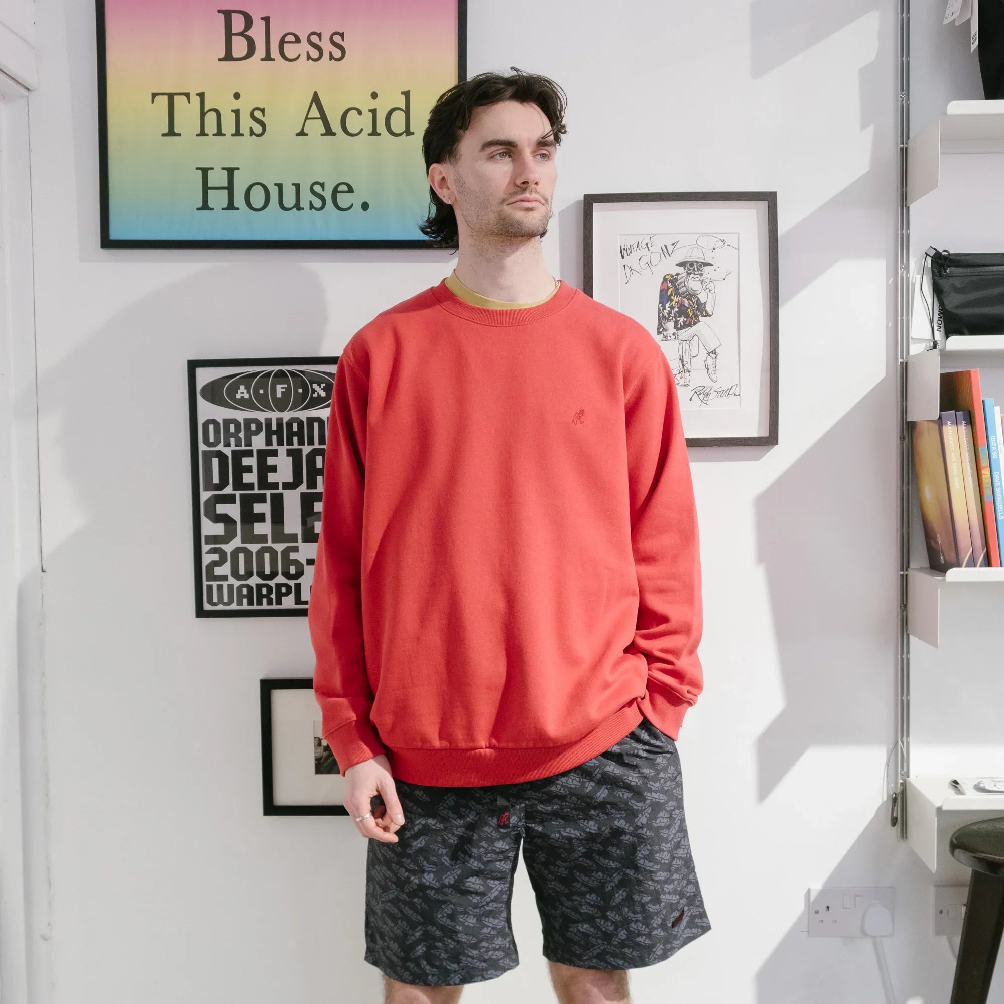 Gramicci One Point Crew Sweatshirt - Crimson Red - Never Never