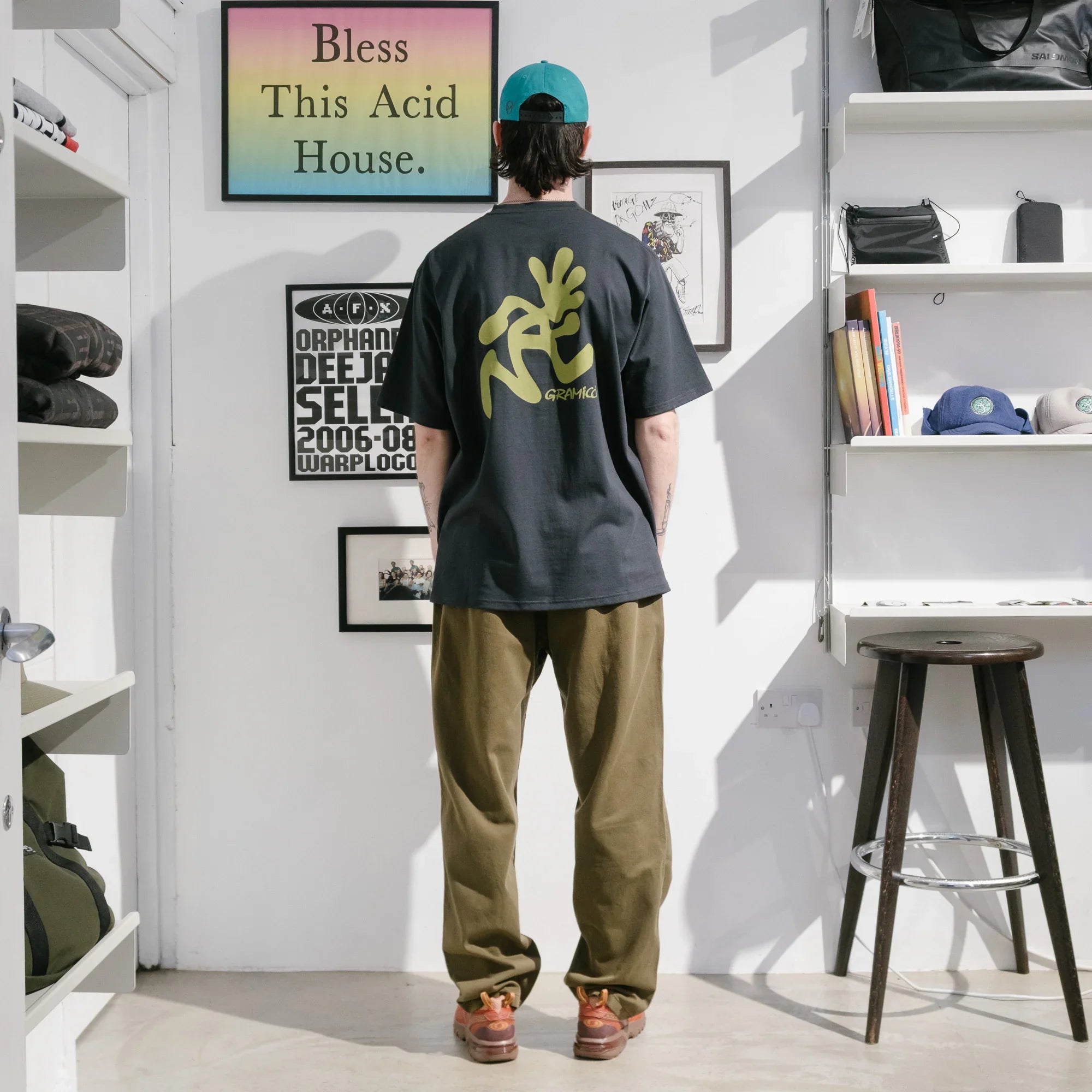 Gramicci Running Man Tee - Vintage Black - Never Never