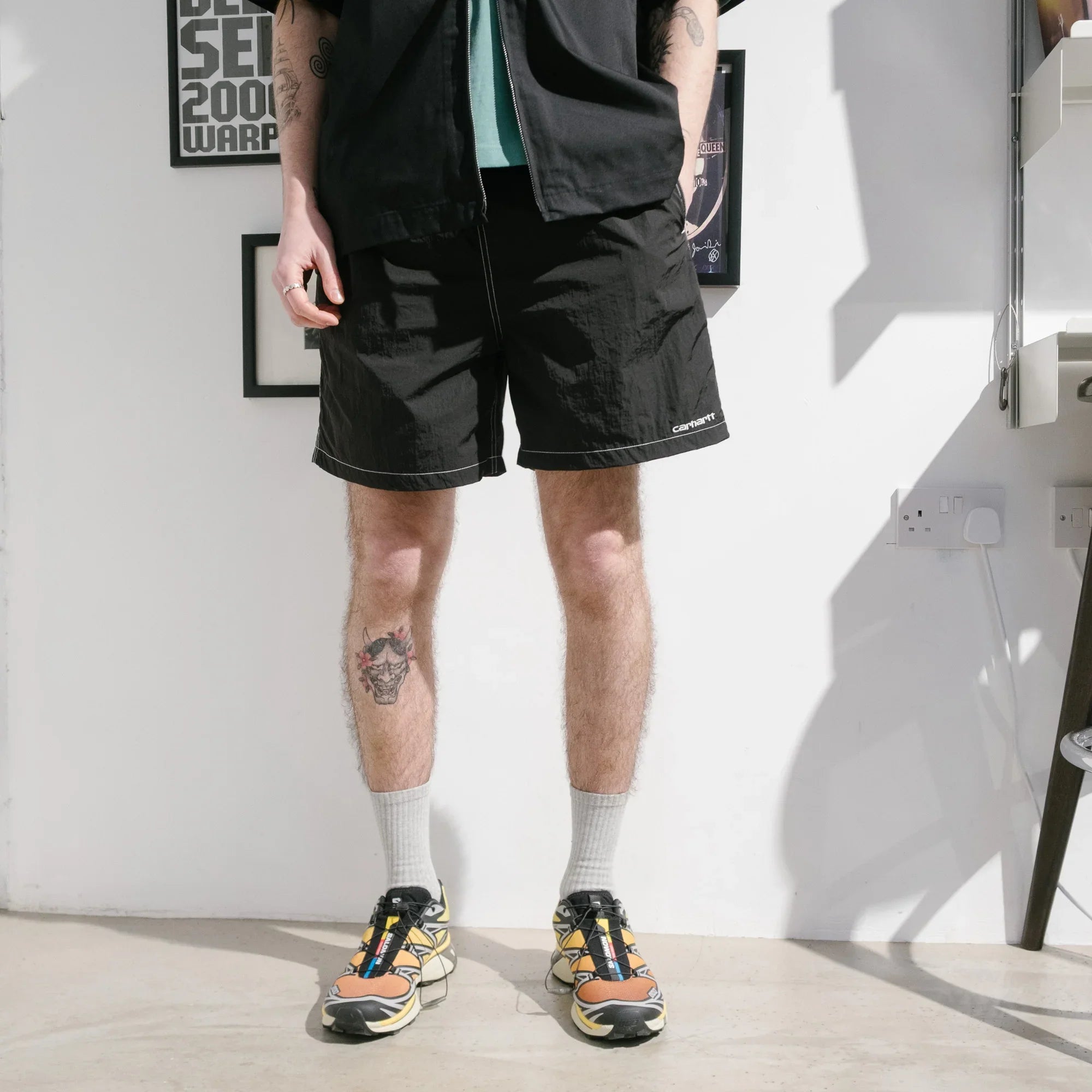 Carhartt WIP Canby Swim Trunks - Black/White - Never Never