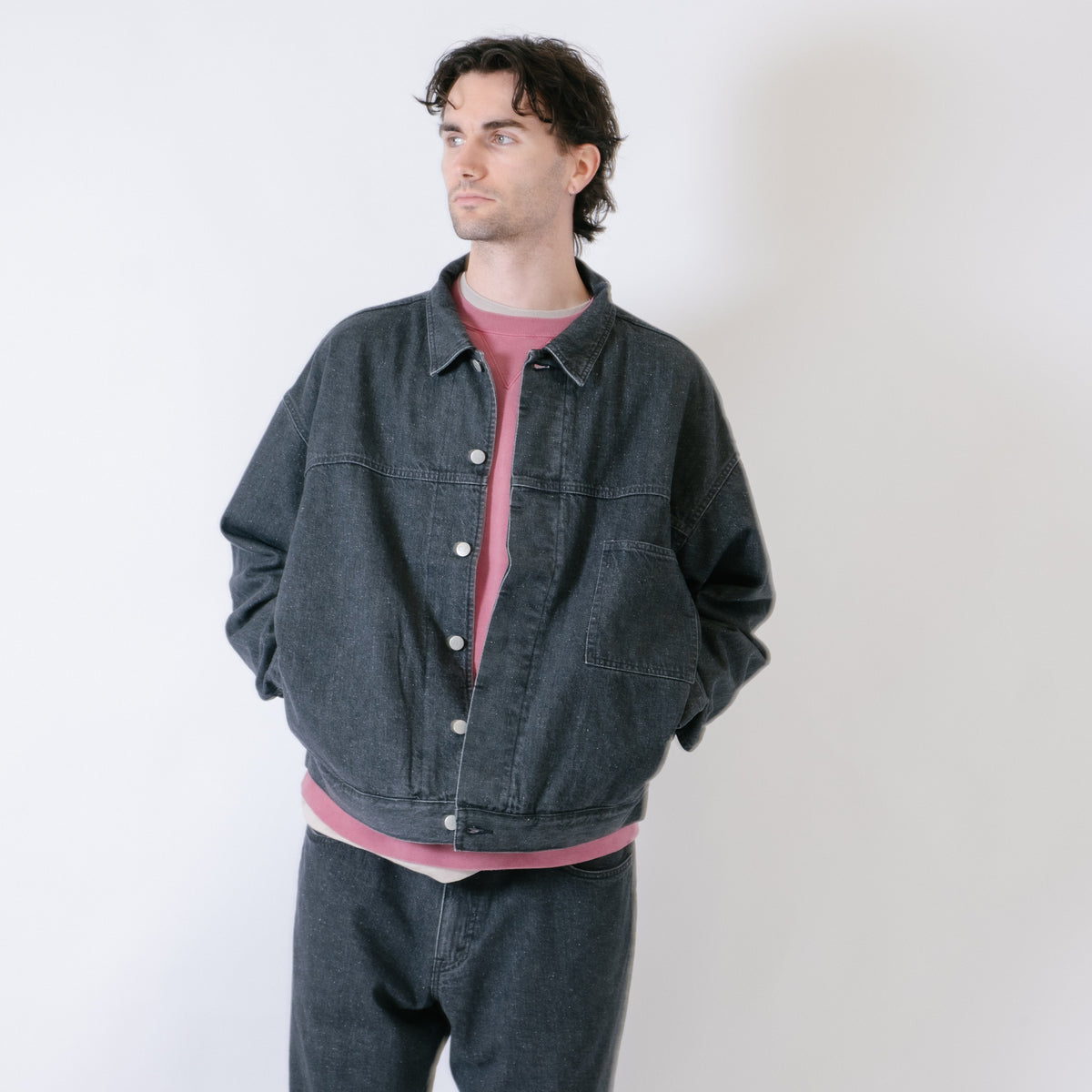 Cav Empt Black Nep Denim Trucker Jacket - Grey