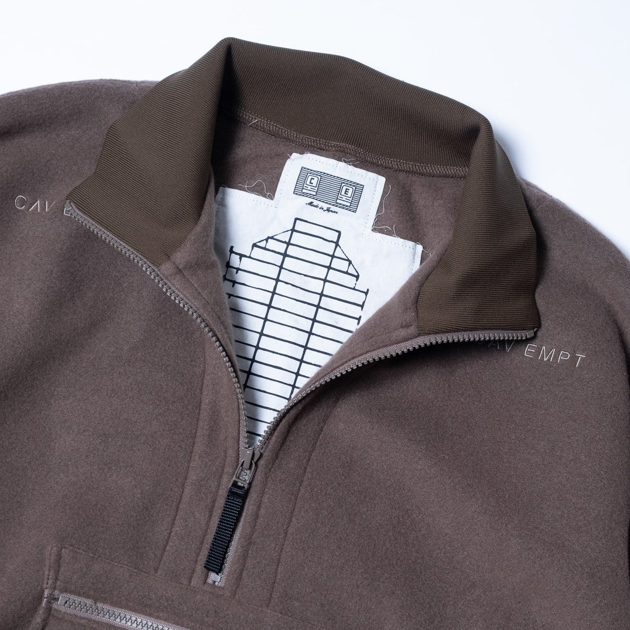 Cav Empt Fleece Half Zip Up - Khaki