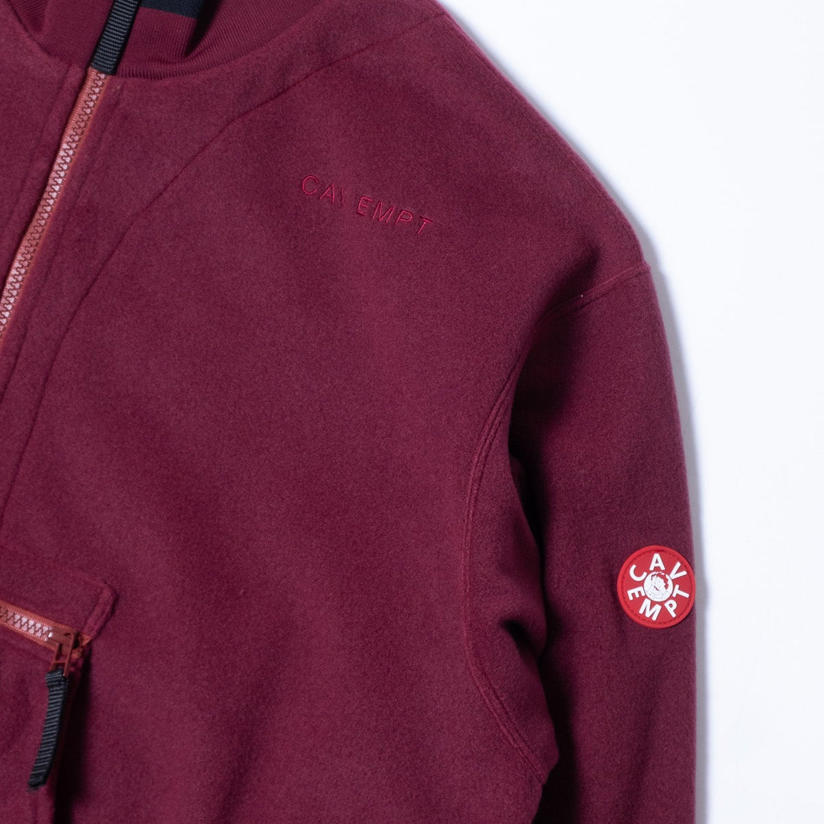 Cav Empt Fleece Half Zip Up - Burgundy