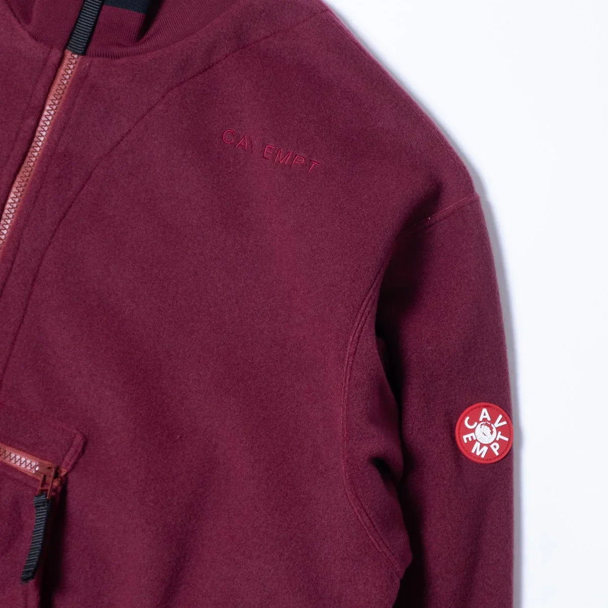 Cav Empt Fleece Half Zip Up - Burgundy - Never Never