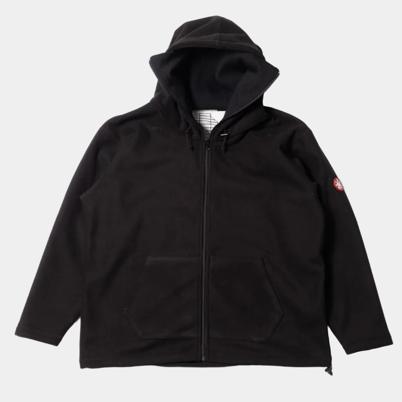 Cav Empt Attached Hood Fleece Zip Up - Black