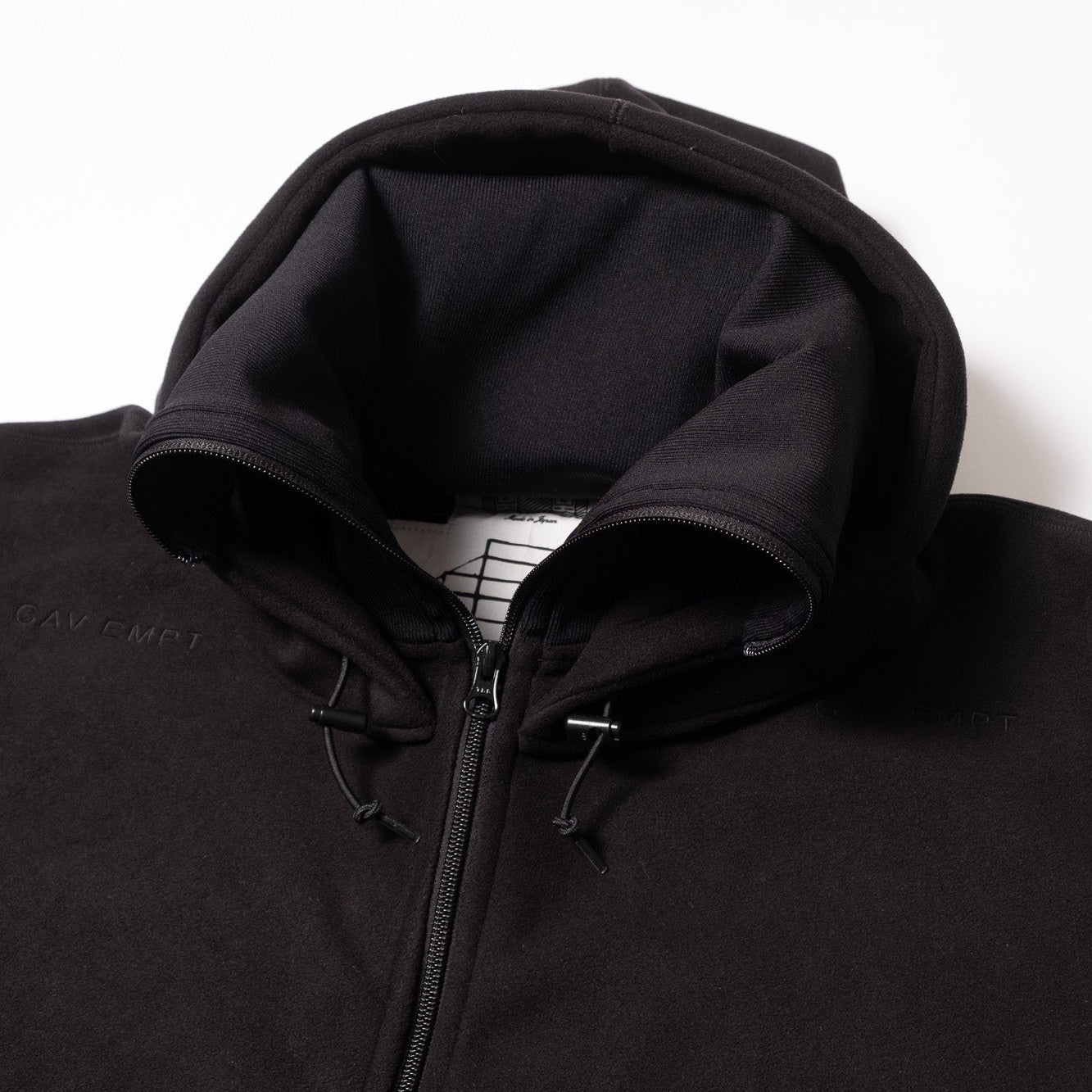 Cav Empt Attached Hood Fleece Zip Up - Black