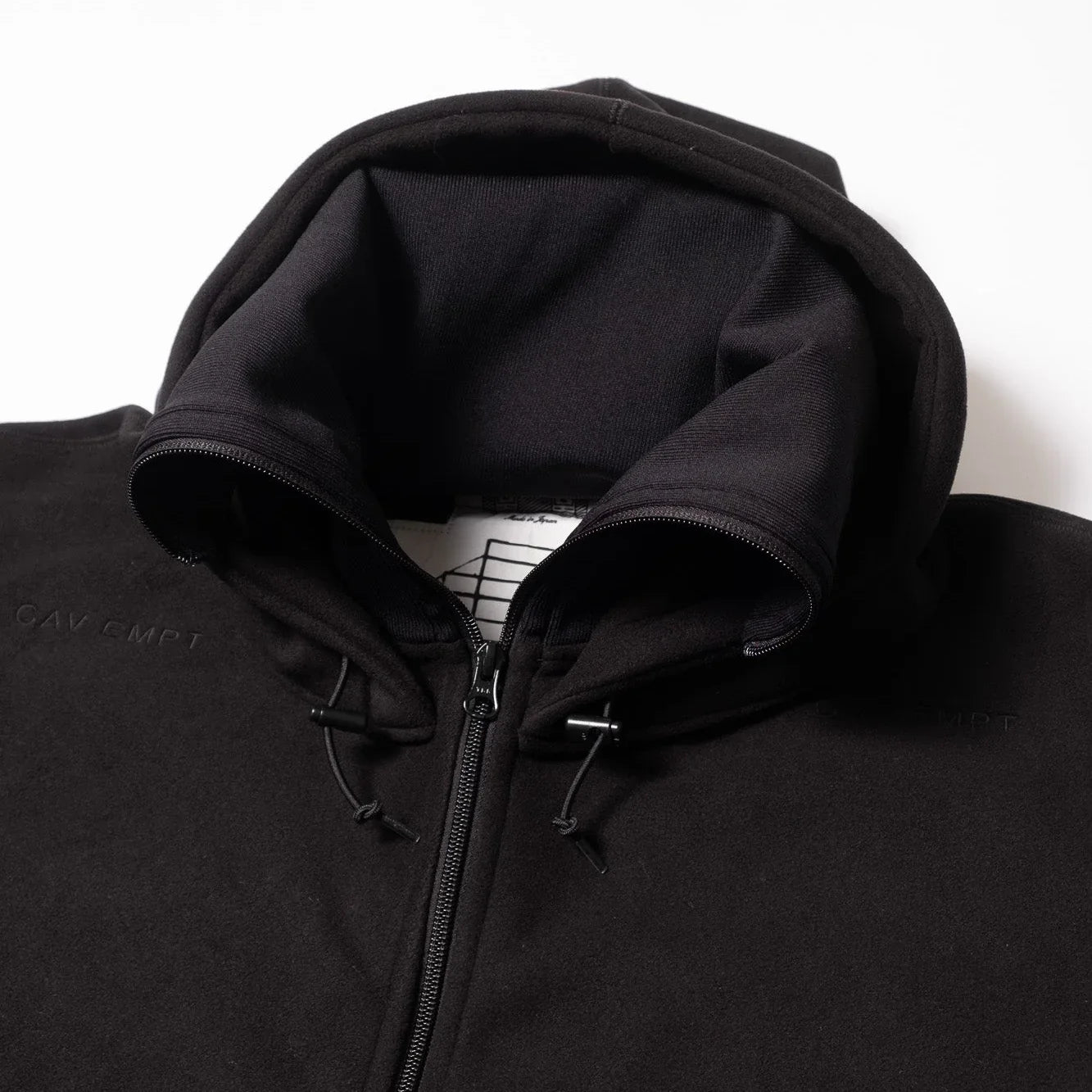 Cav Empt Attached Hood Fleece Zip Up - Black - Never Never