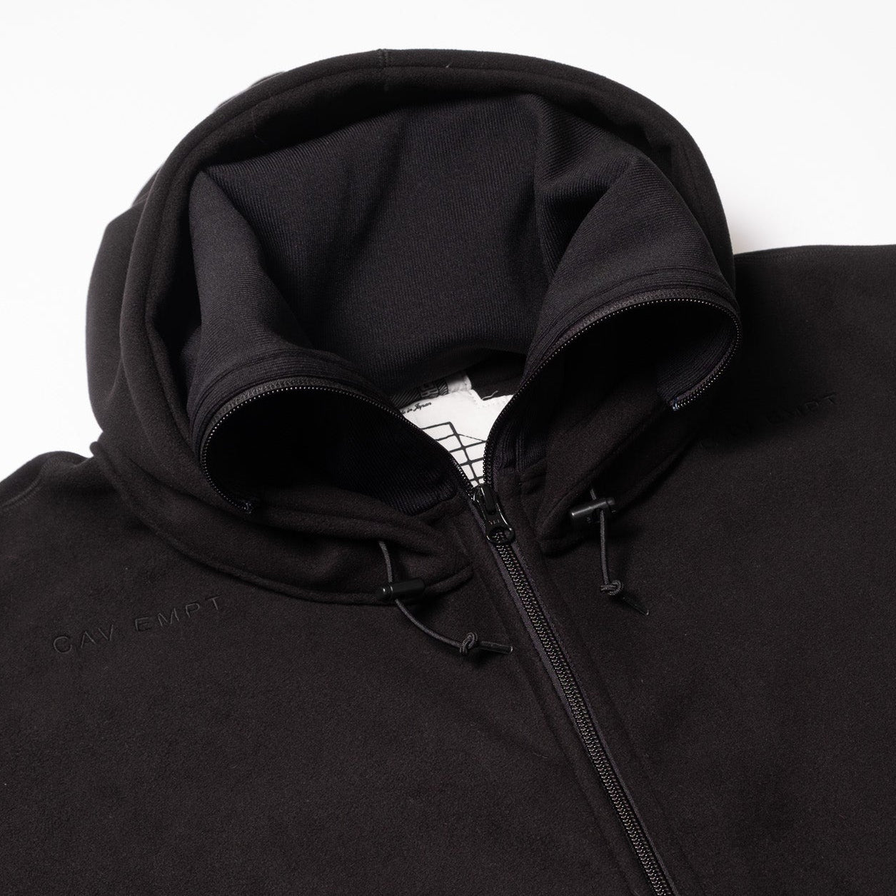 Cav Empt Attached Hood Fleece Zip Up - Black - Never Never