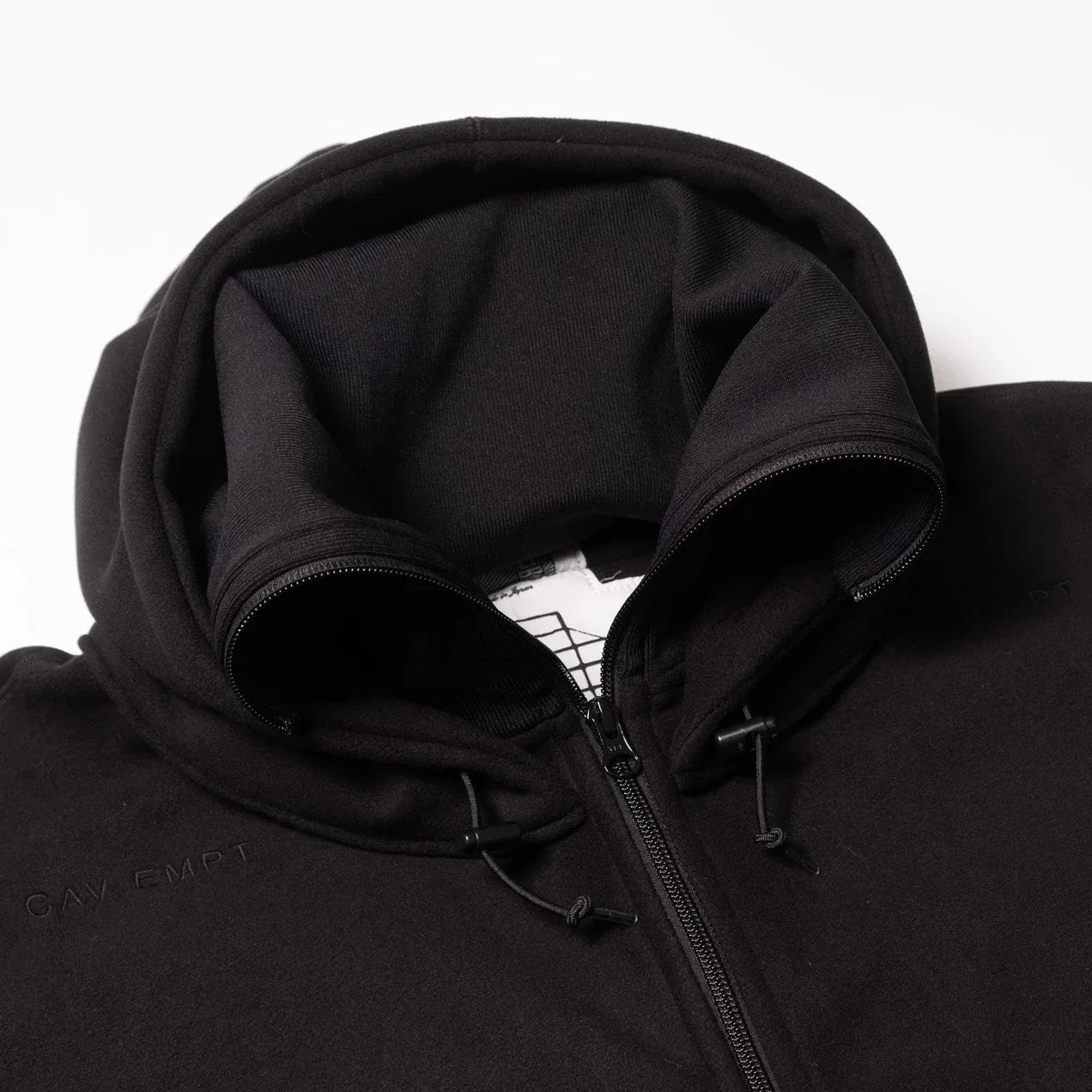 Cav Empt Attached Hood Fleece Zip Up - Black - Never Never