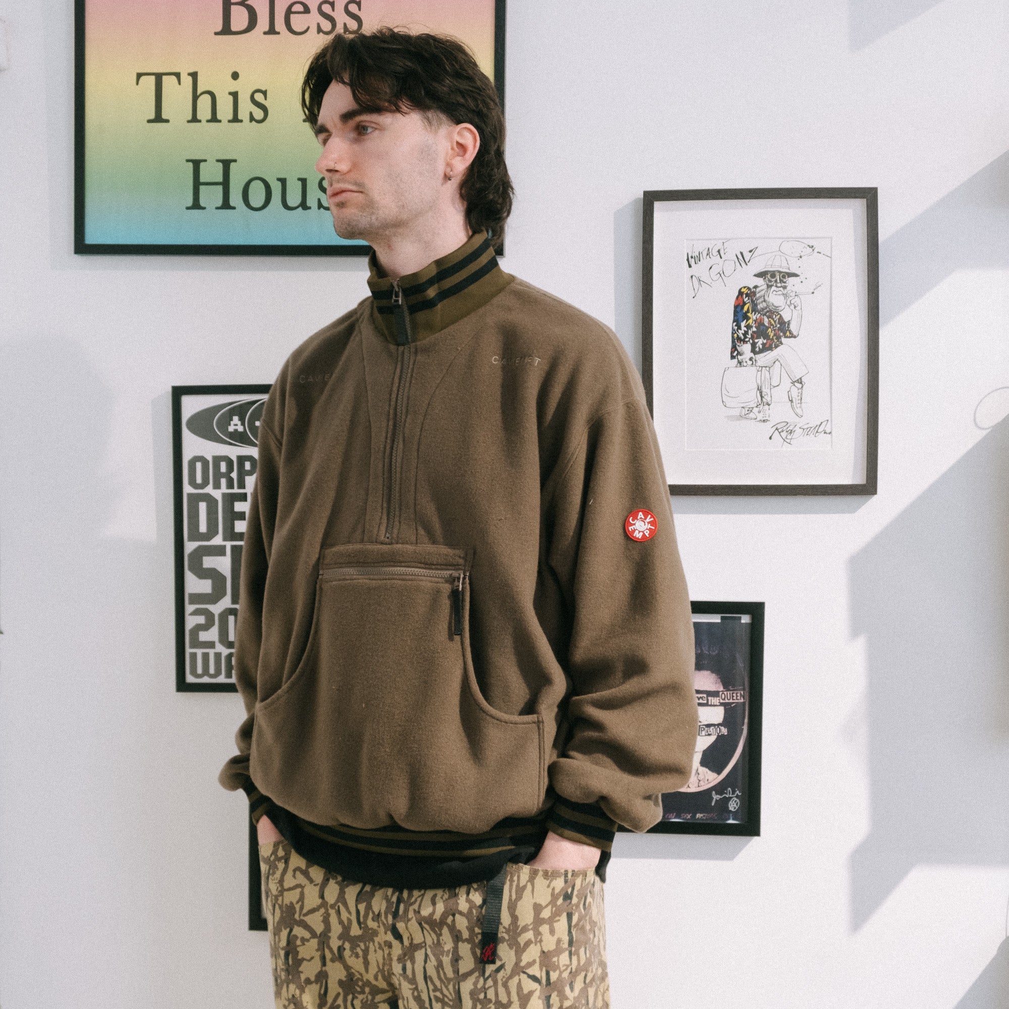 Cav Empt Fleece Half Zip Up - Khaki - Never Never