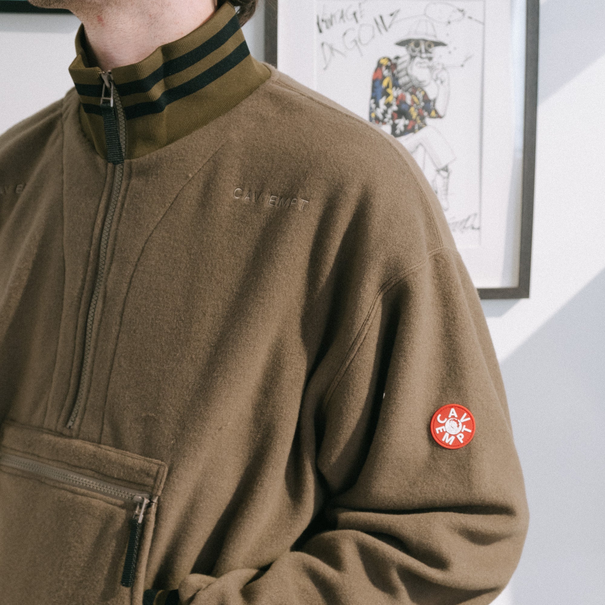 Cav Empt Fleece Half Zip Up - Khaki - Never Never